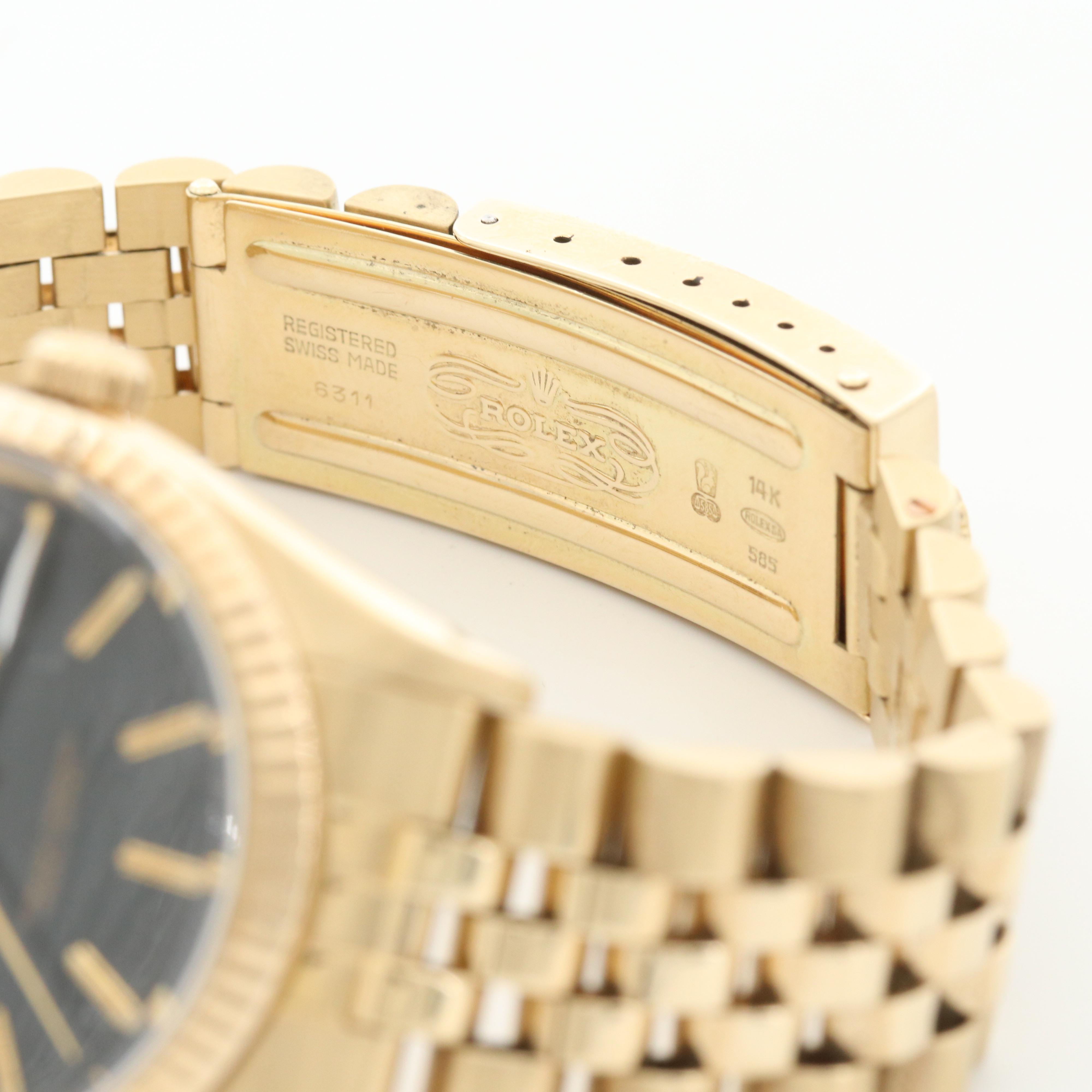 Rolex Datejust 14K Yellow Gold Watch with Black Dial, 1982