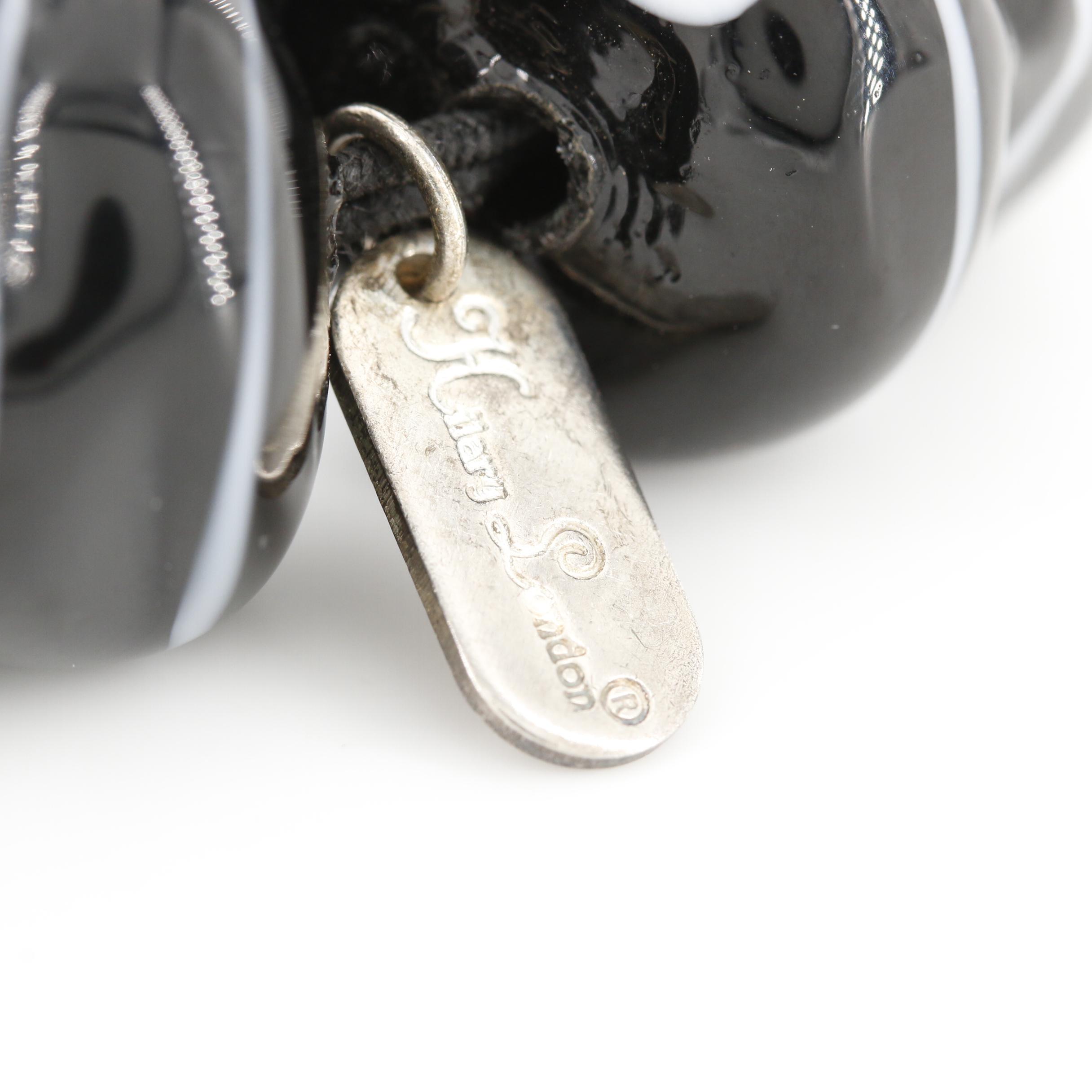 Fluted White Quartz Bangle and Hilary London Glass Beaded Bracelet