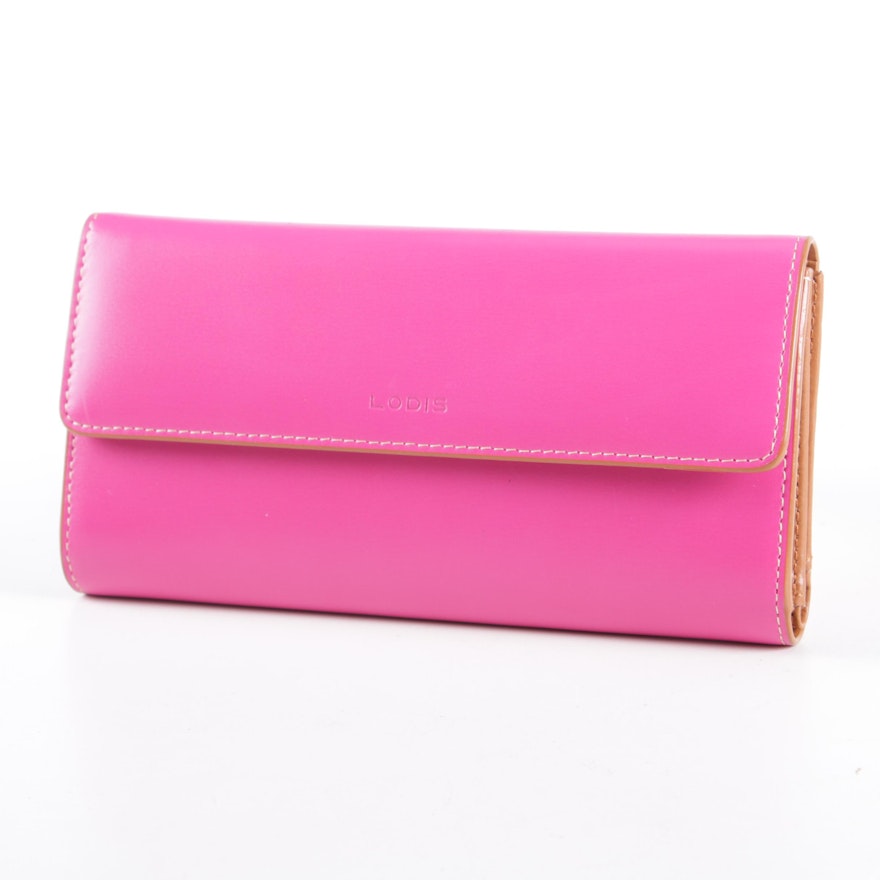 Lodis Pink Leather Trifold Wallet
