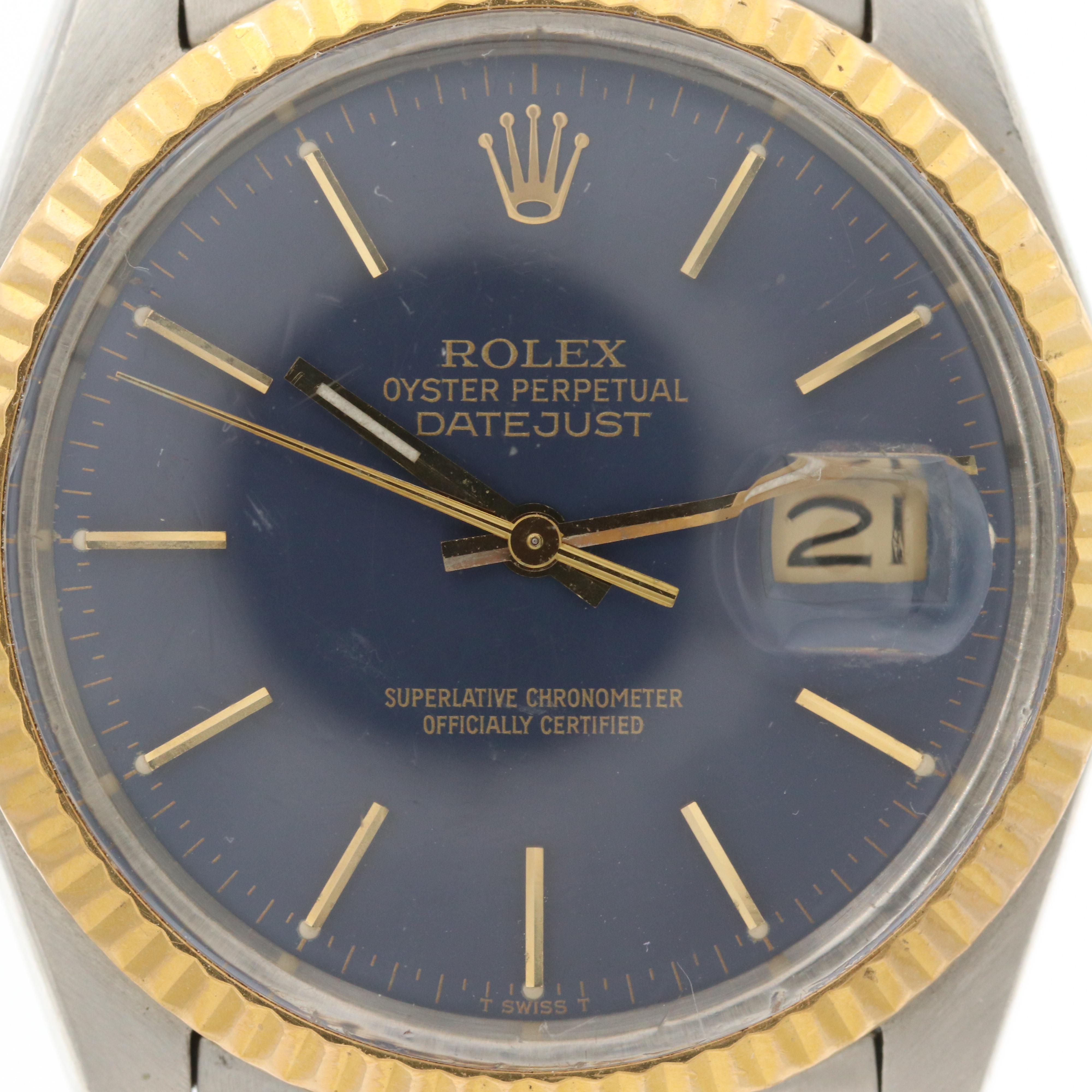 Rolex Datejust 18K Gold and Stainless Steel Watch, 1984