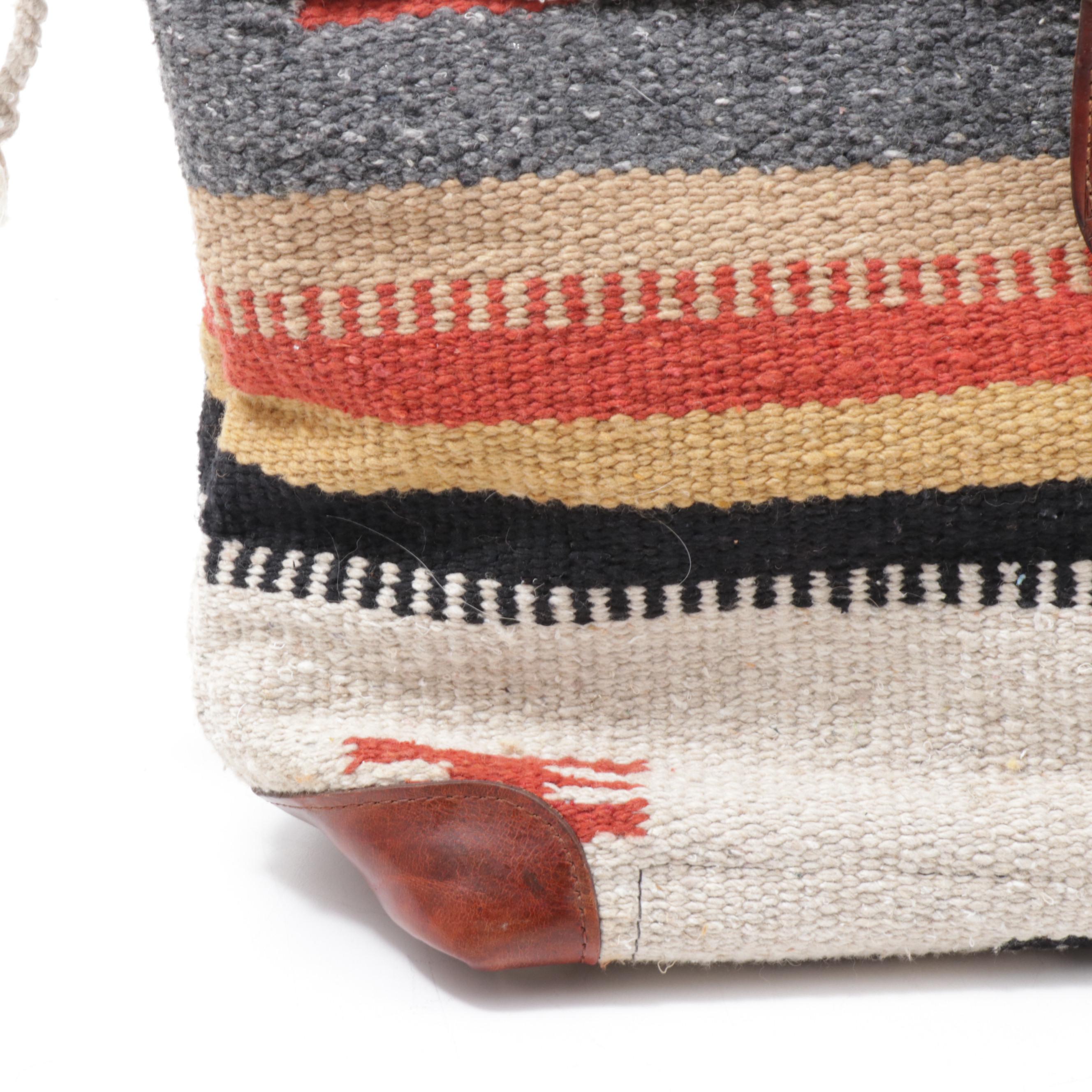 Two Bar West McFadin Navajo Inspired Wool Blanket and Leather Tote