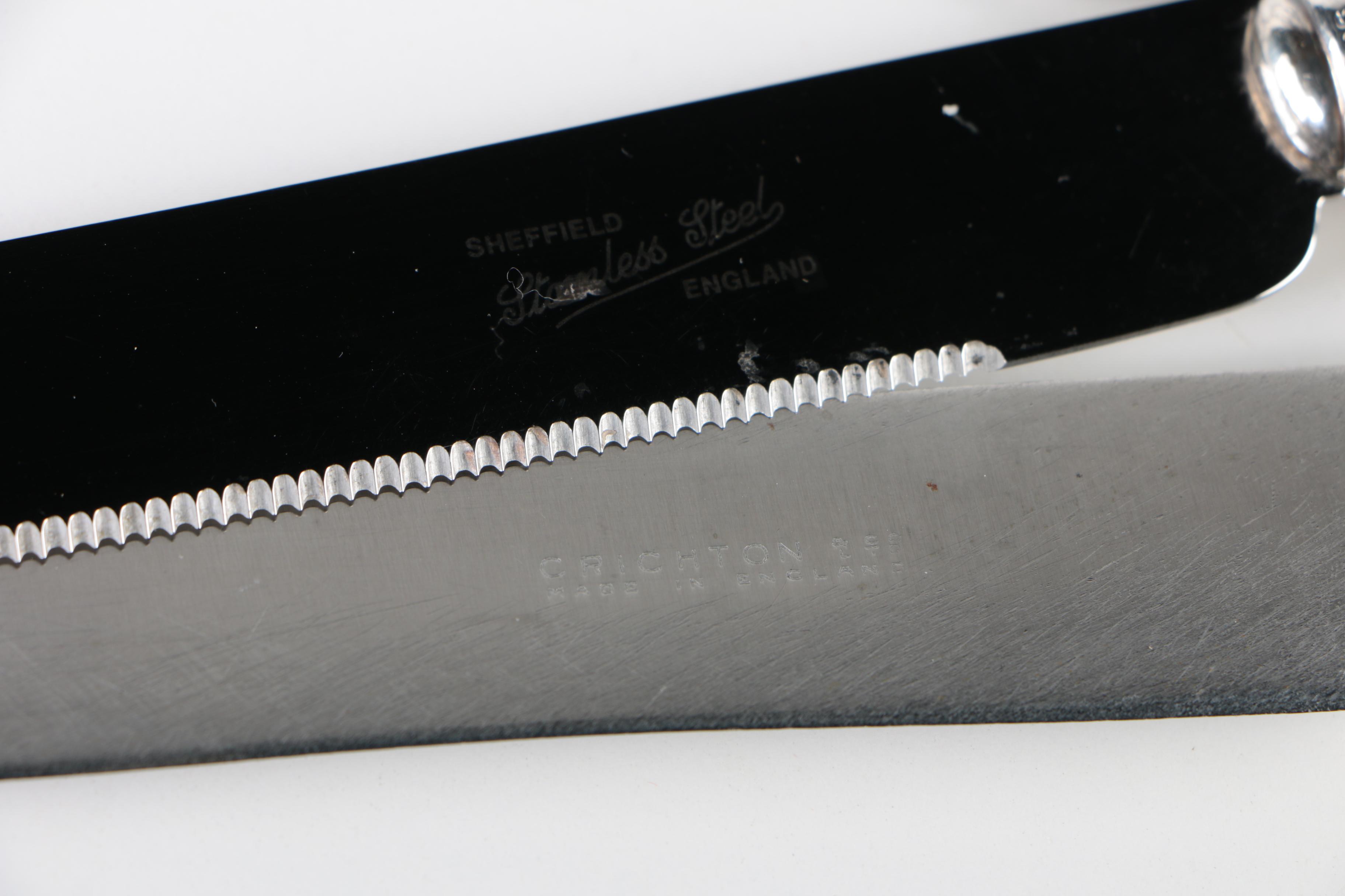 Sterling Silver-Handled Knives Including a Sheffield Challah Bread Knife