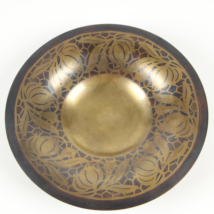 Tiffany & Co. Monogrammed Patinated Bronze Bowl, Late 19th Century