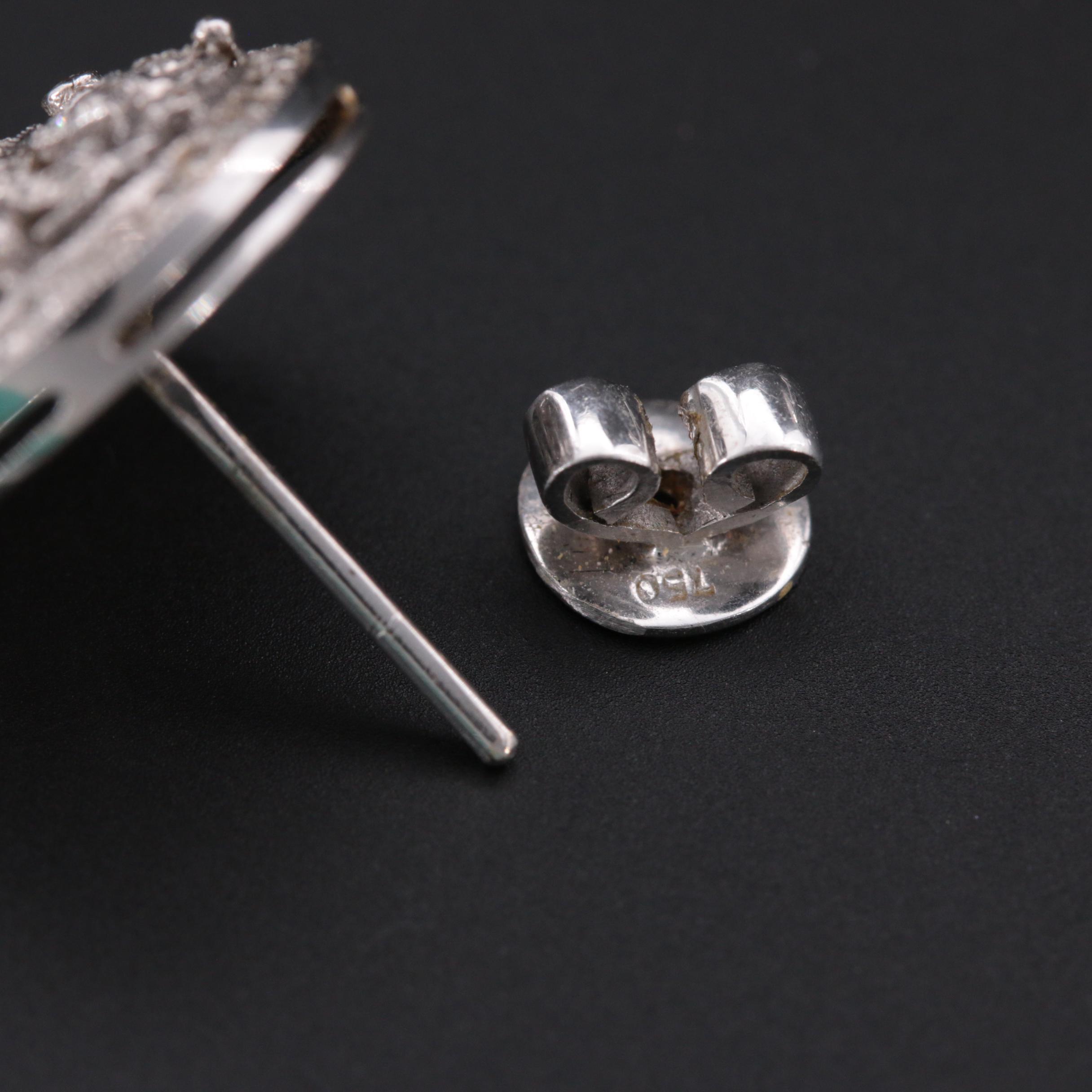 Antique 18K White Gold & Diamond Fleur-de-Lis Earrings