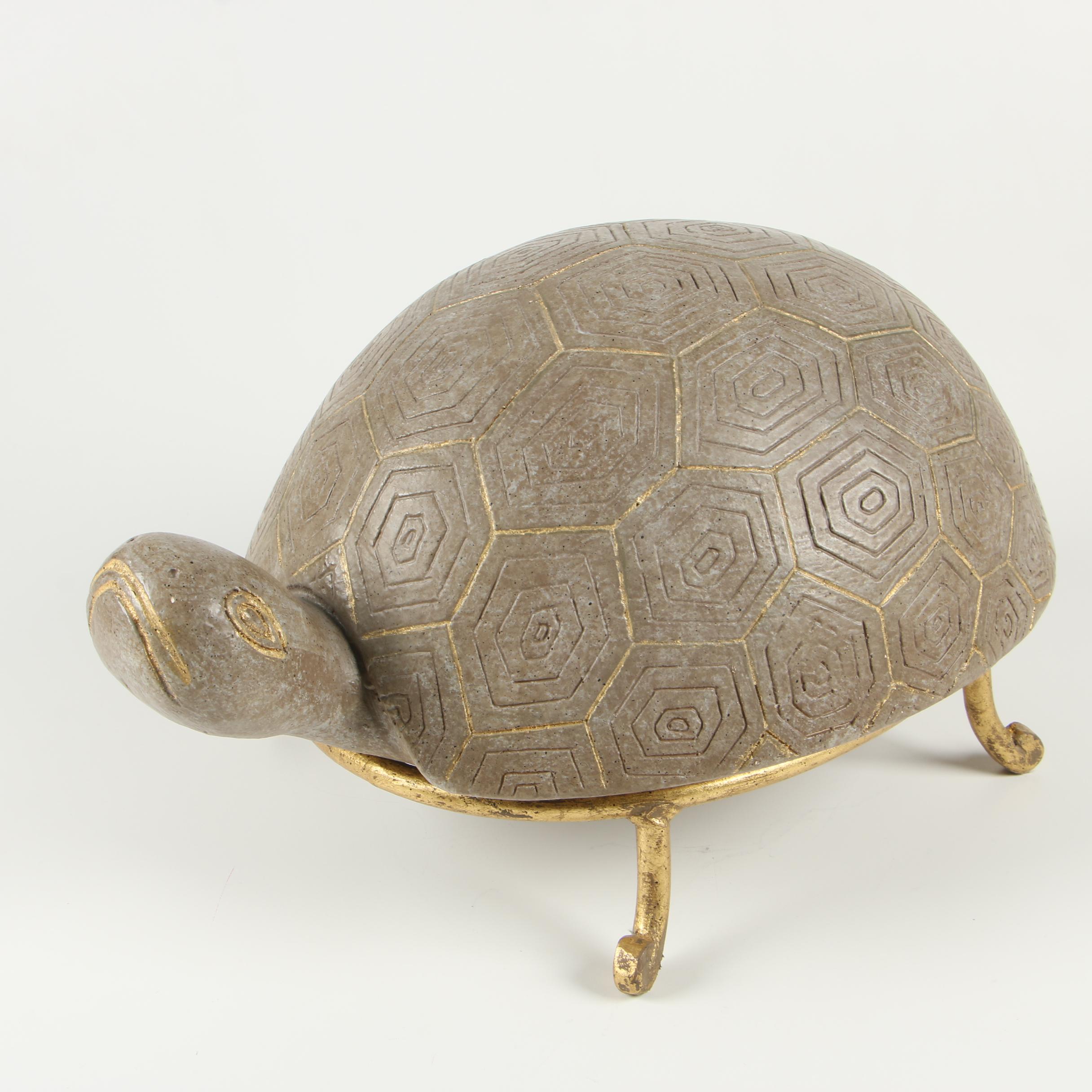 Modernist Style Gilt Ceramic Tortoise