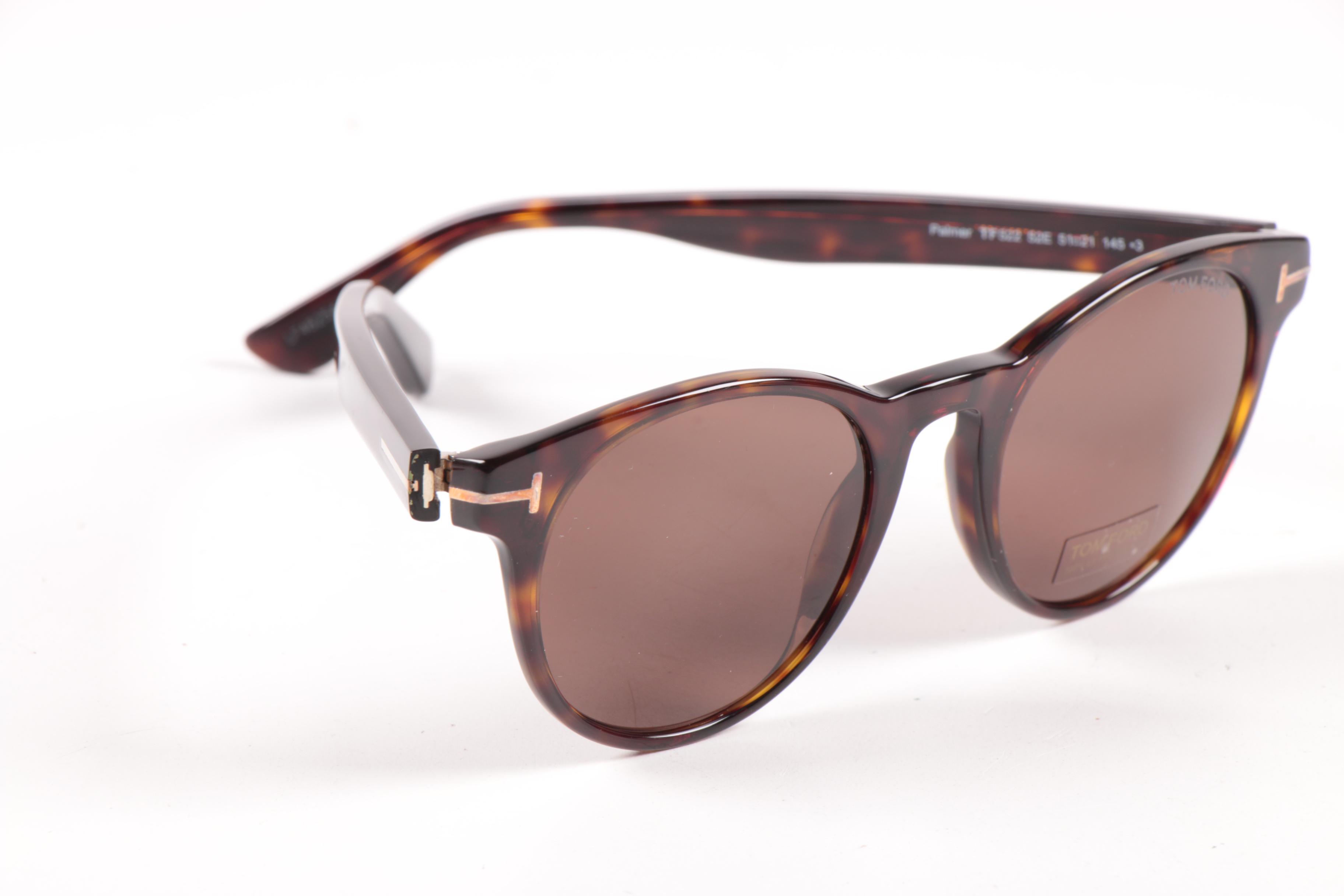 Tom Ford TF522 Palmer Dark Brown Havana Sunglasses with Case and Box