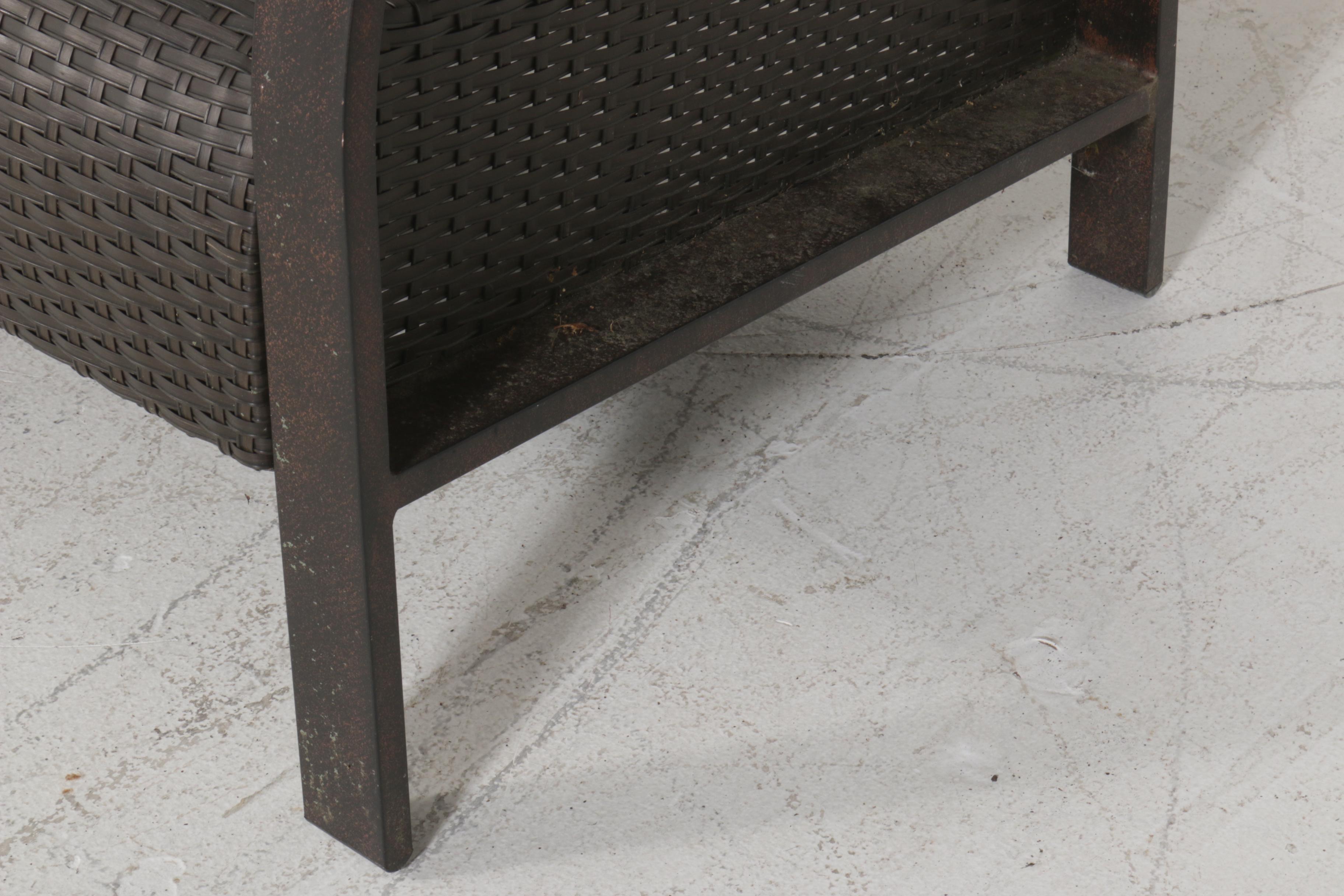 Wicker Weave Plastic Outdoor Patio Sofa and Chairs with Outdoor Pillows