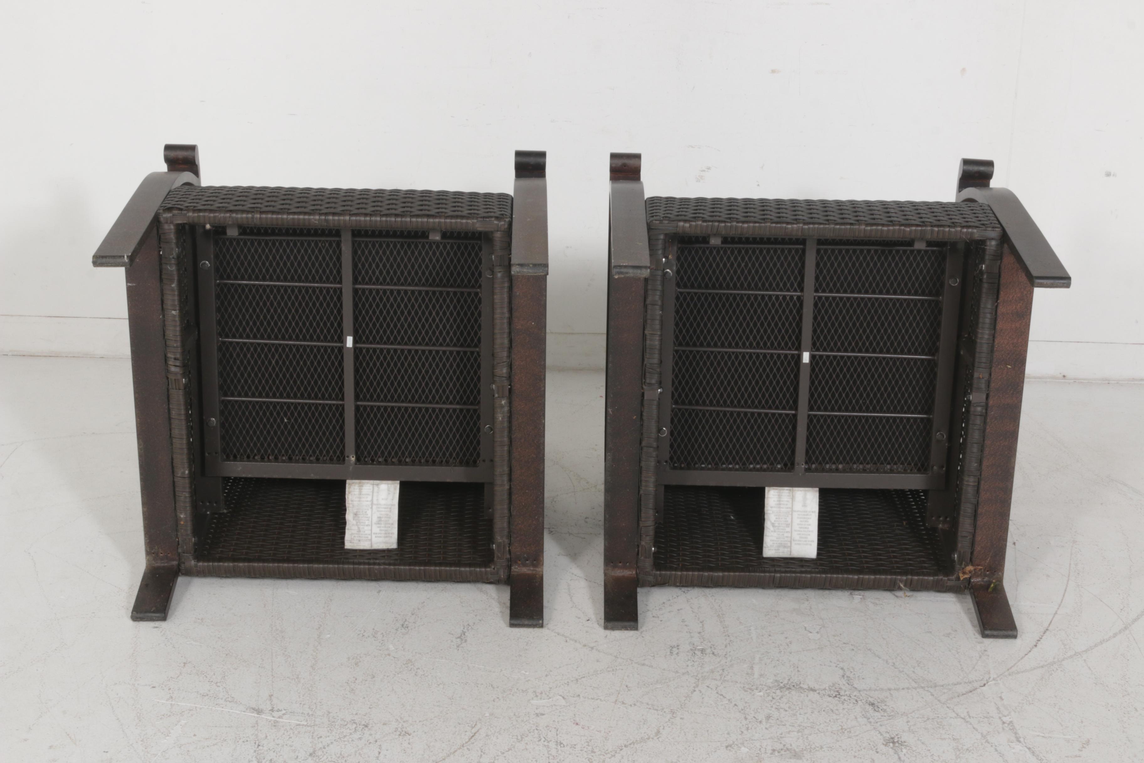 Wicker Weave Plastic Outdoor Patio Sofa and Chairs with Outdoor Pillows