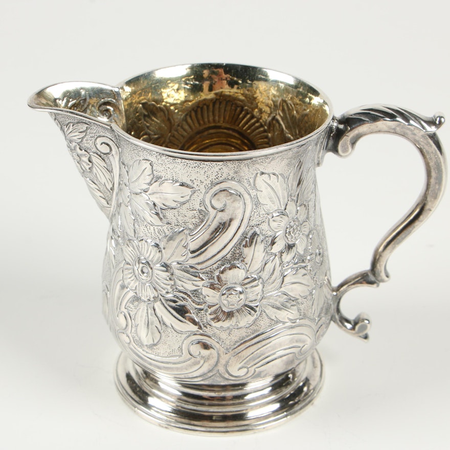 William & James Priest of London Sterling Creamer with Gold Wash Interior, 1764