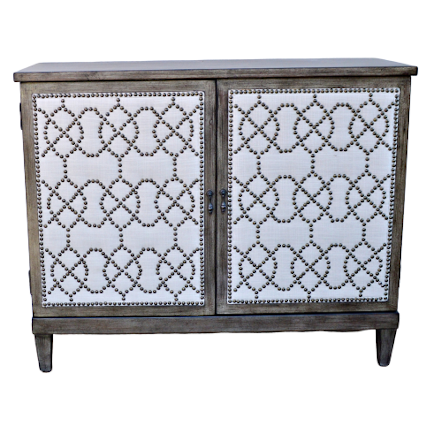 Hammary Linen and Nailhead Accented Cabinet, Contemporary