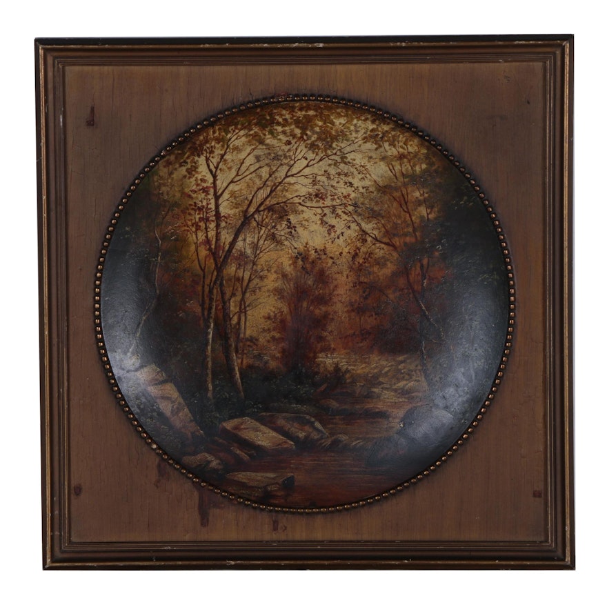 Late 19th Century Concave Landscape Oil Painting