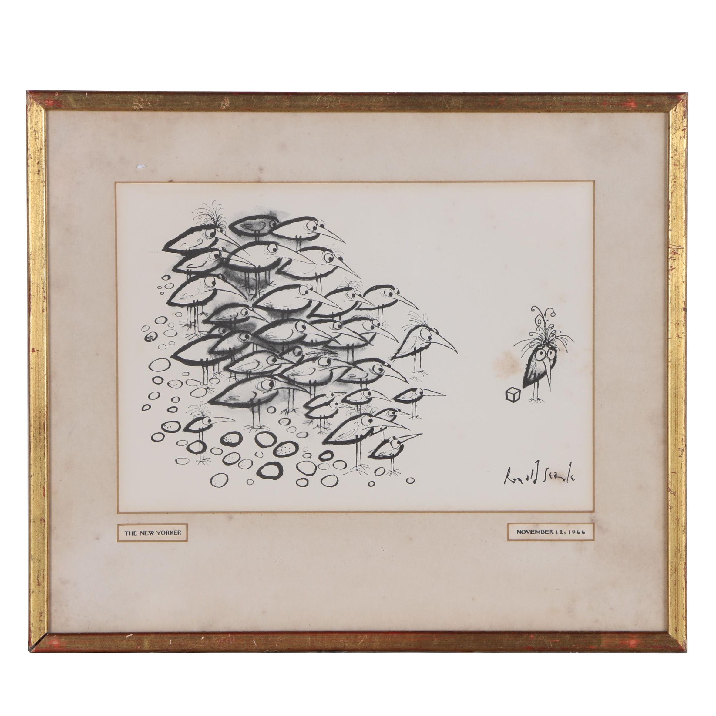 Halftone Print after Ronald Searle New Yorker Cartoon