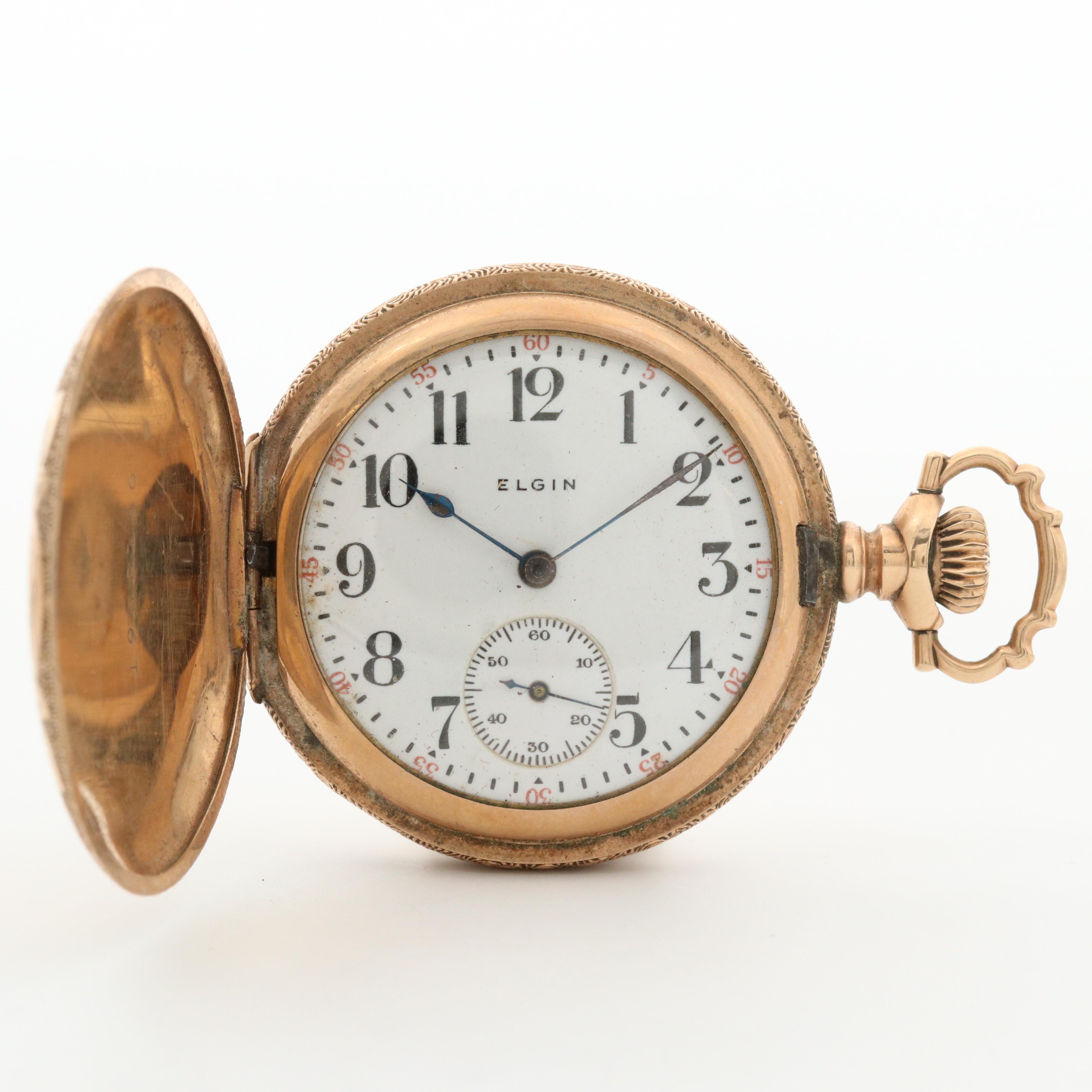 Antique Elgin Gold Filled Hunter Case Pocket Watch, 1915