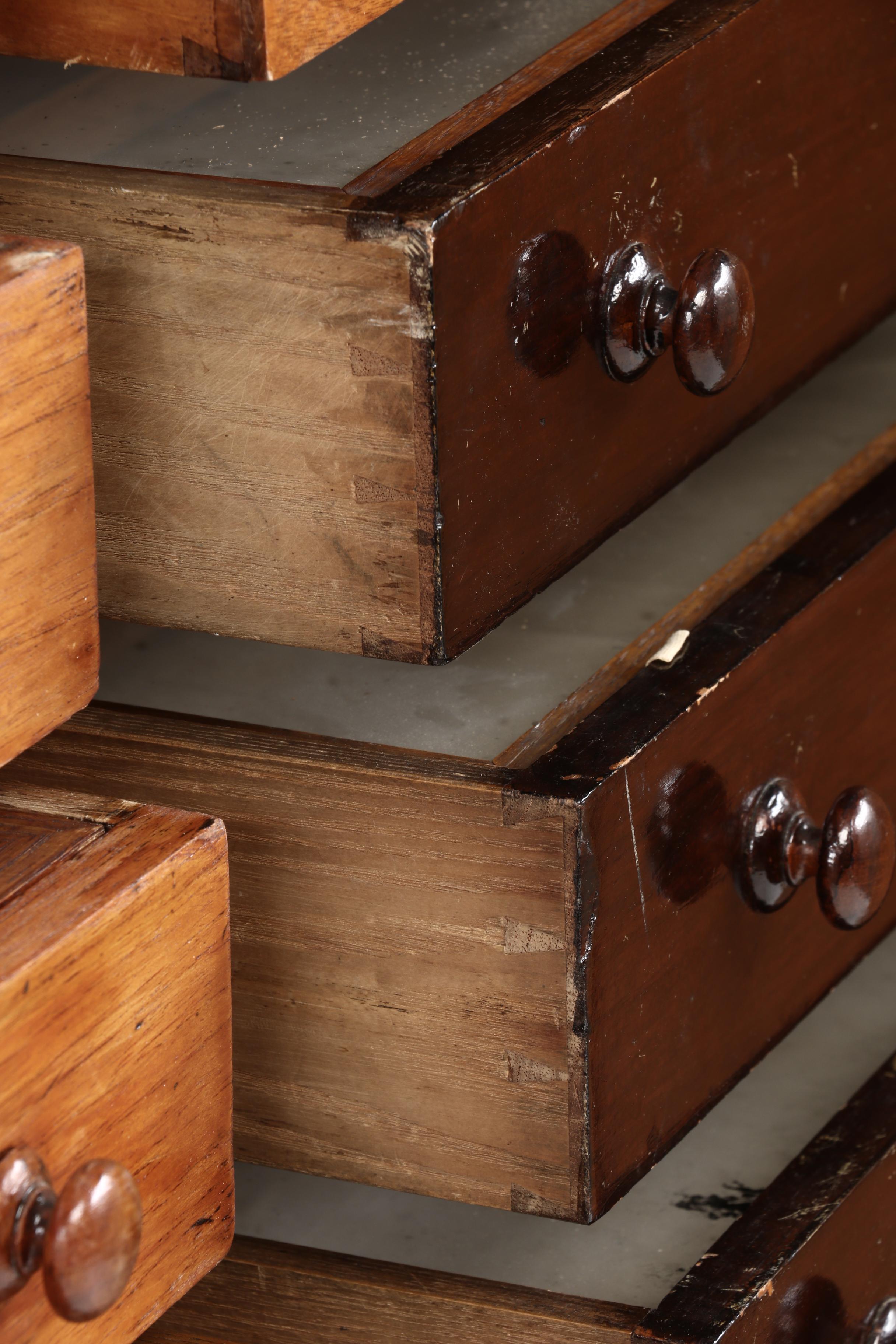 Victorian Pine Sixteen-Drawer Specimen Cabinet, Second Half 19th Century