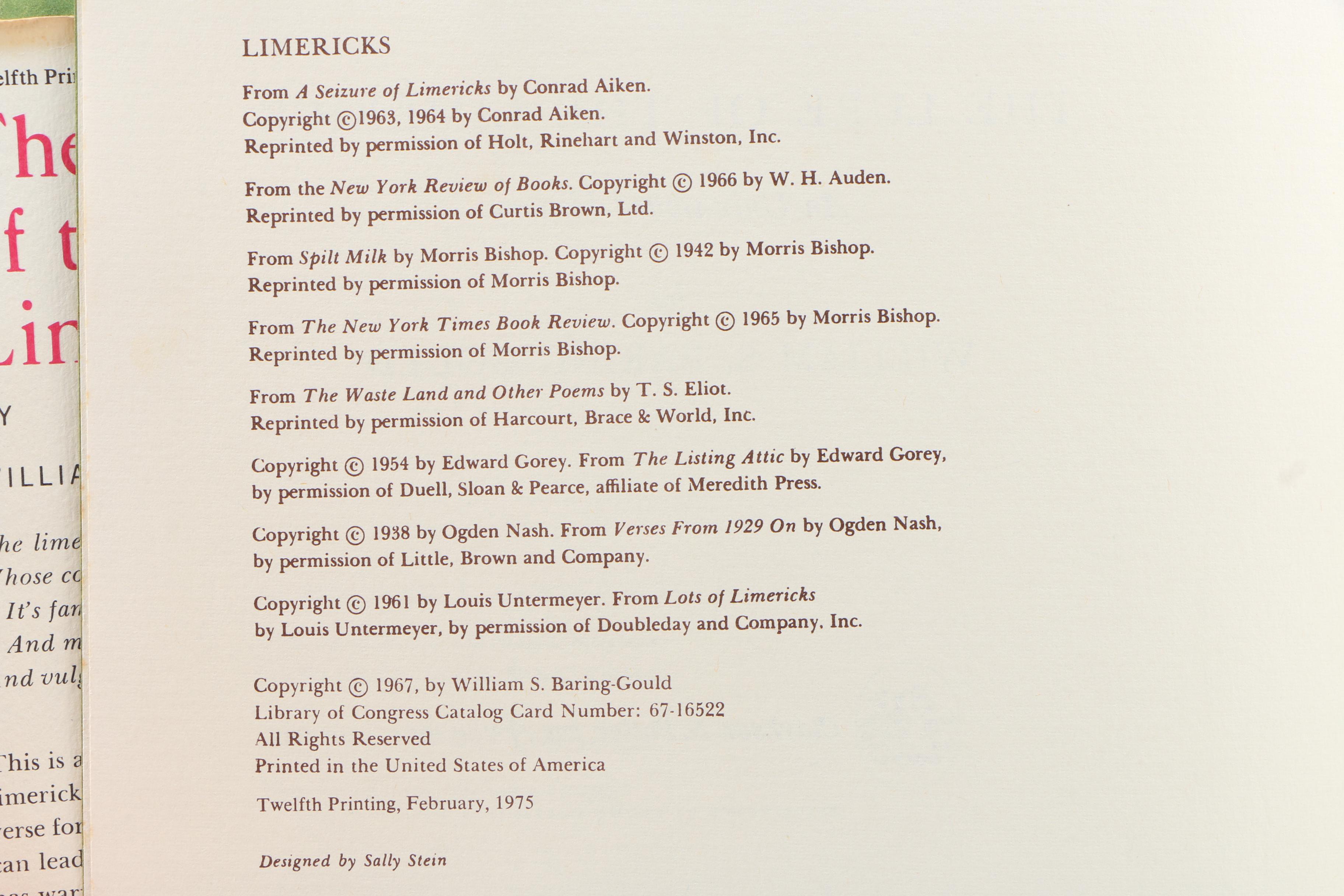 Poetry and Nonfiction Books featuring "The Lure of the Limerick" by Baring-Gould