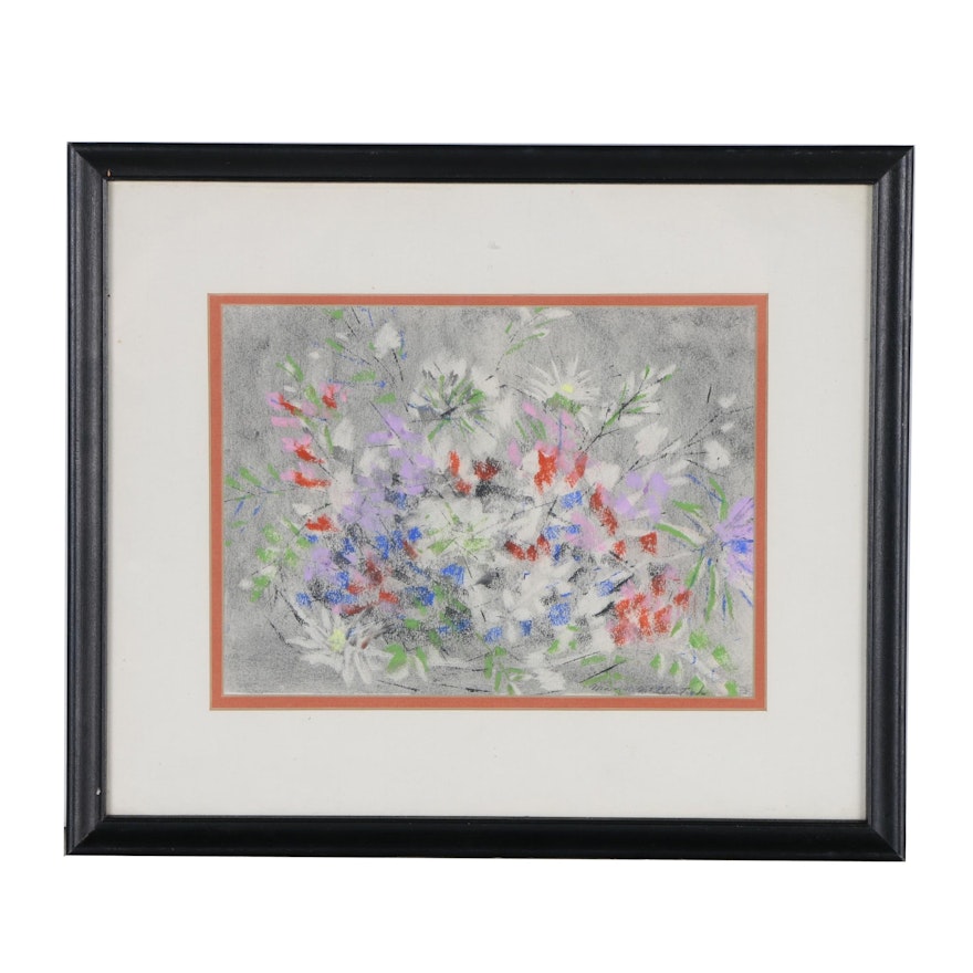 Mary McClintock Abstract Floral Pastel Drawing