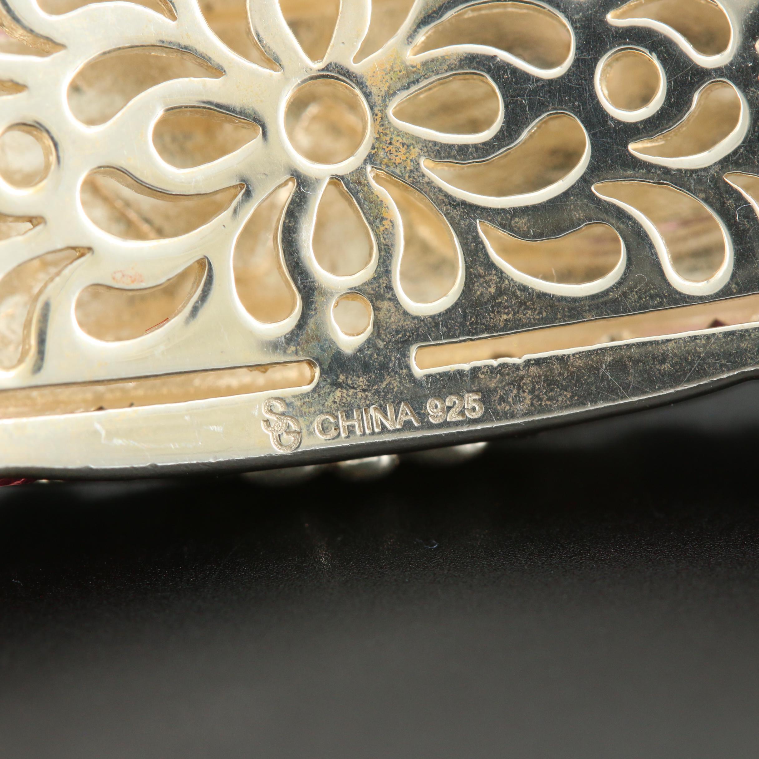 Seiden Gang Sterling Rhodolite Garnet "Love" ID Bracelet