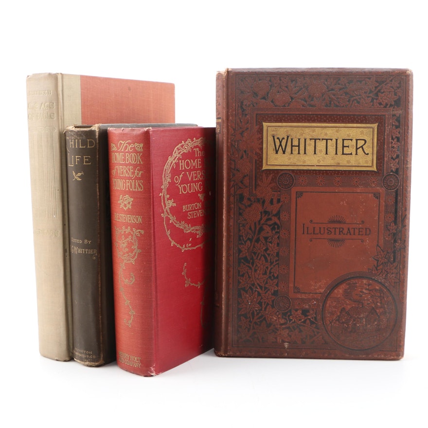 Poetry and Short Story Books including John Greenleaf Whittier