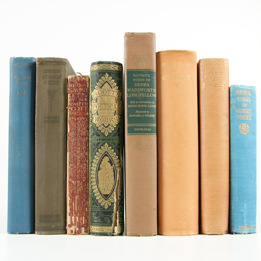 Poetry and Drama Books including Longfellow, Burns, and Browning