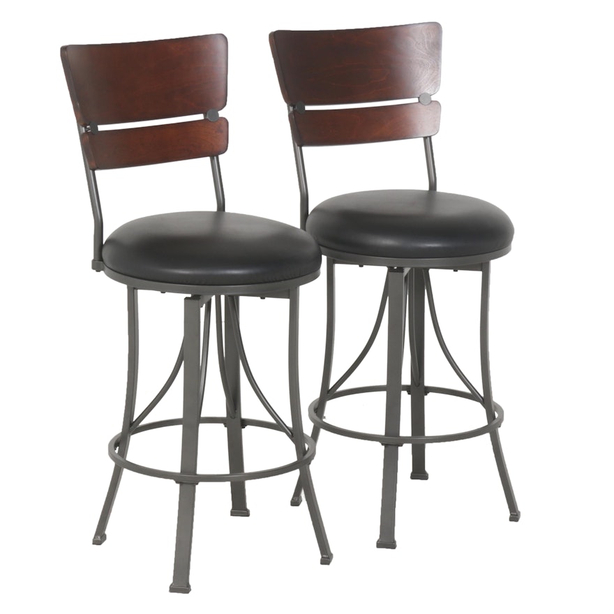 Contemporary Metal Frame Barstools by Hillsdale Furniture, Pair