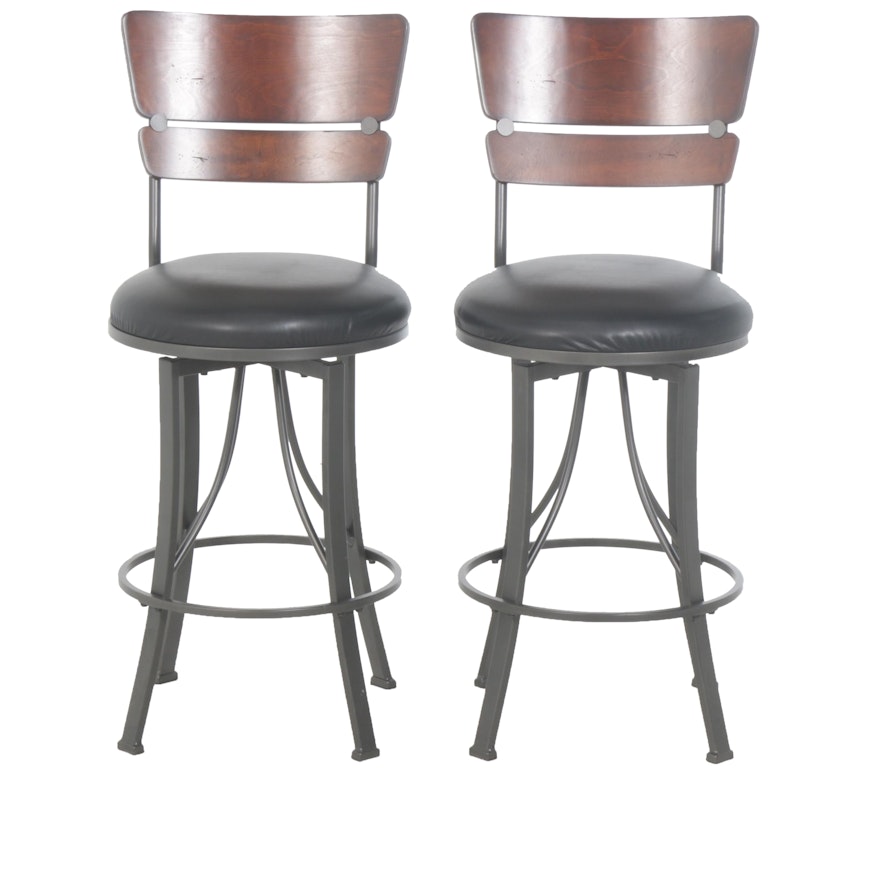 Contemporary Metal Frame Barstools by Hillsdale Furniture, Pair