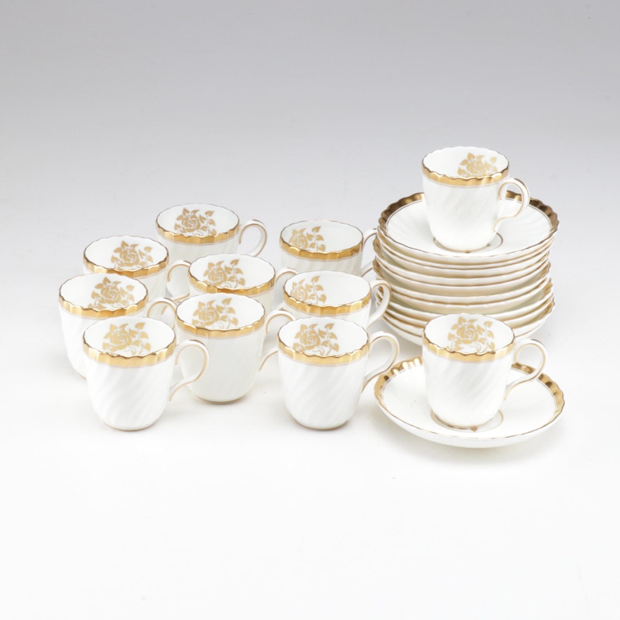 Mintons "Gold Rose" Porcelain Demitasse Cups and Saucers