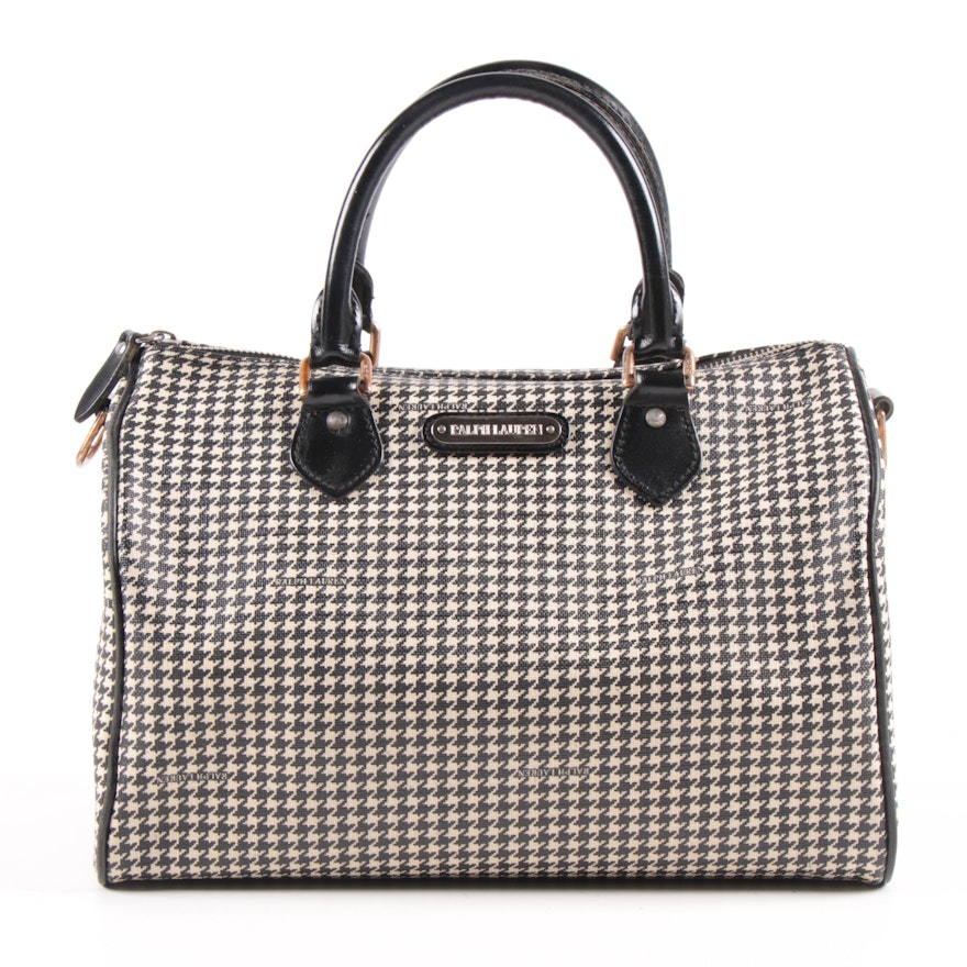 Ralph Lauren Black Label Houndstooth Canvas Boston Bag