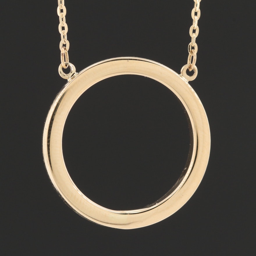 14K Yellow Gold Concentric Pendant Necklace