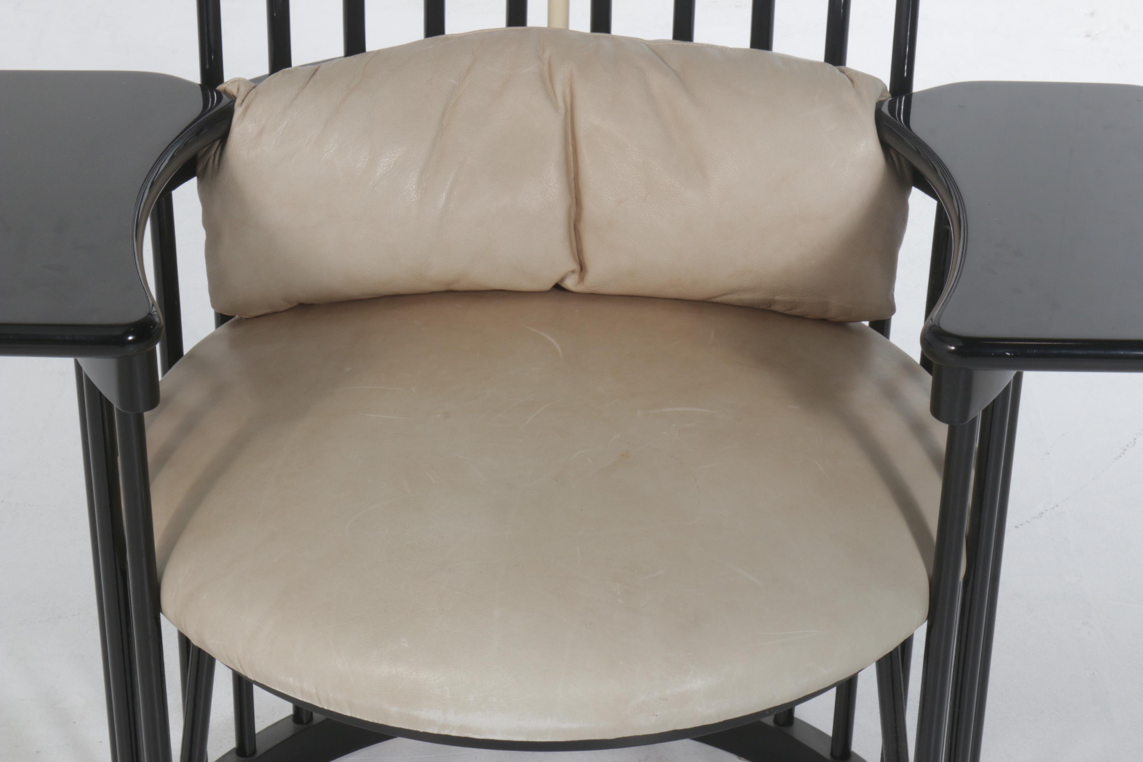 Modernist High Spindle Back Lacquered Writing Chair, 1980s