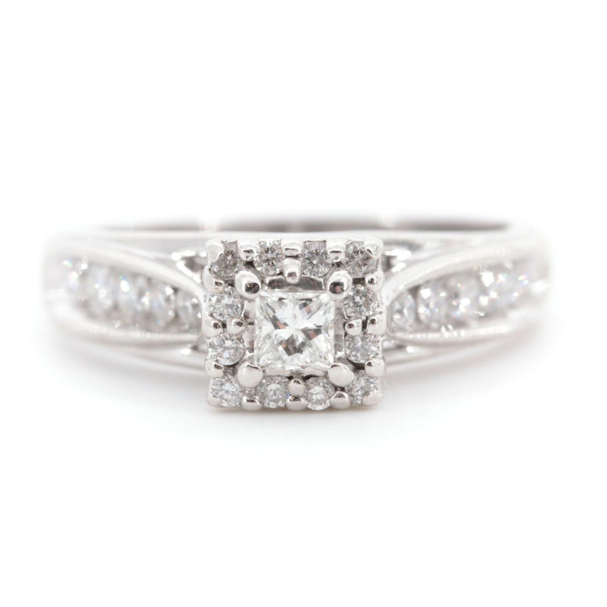 14K White Gold Diamond Ring