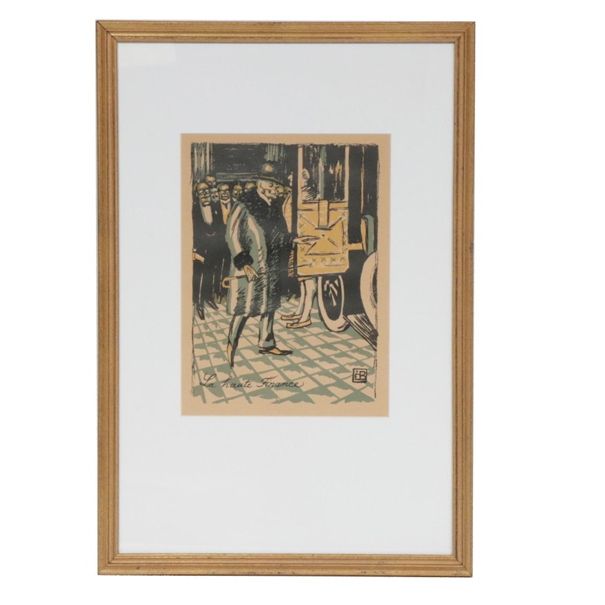 Edmond Bille "Une Danse Macabre" Series Woodblock Print