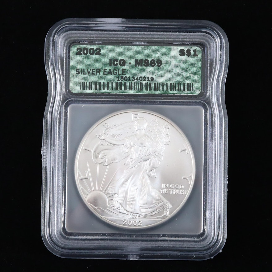 2002 ICG Graded $1 U.S. Silver Eagle
