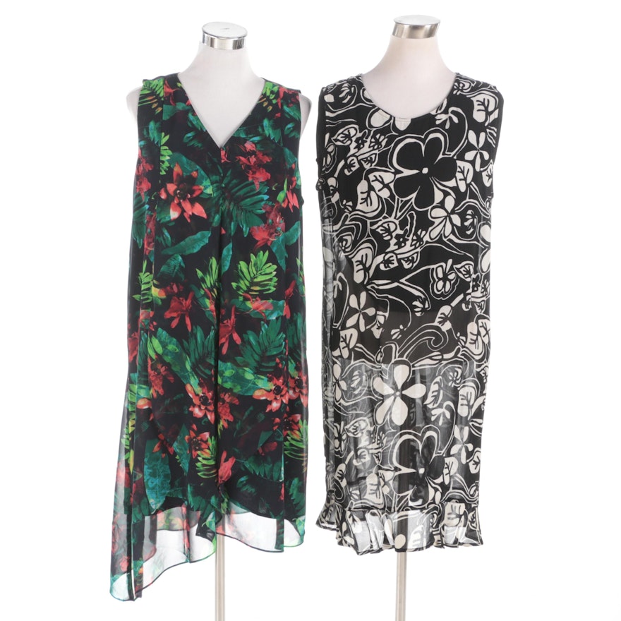 Chico's Brand Floral Print Sleeveless Dresses