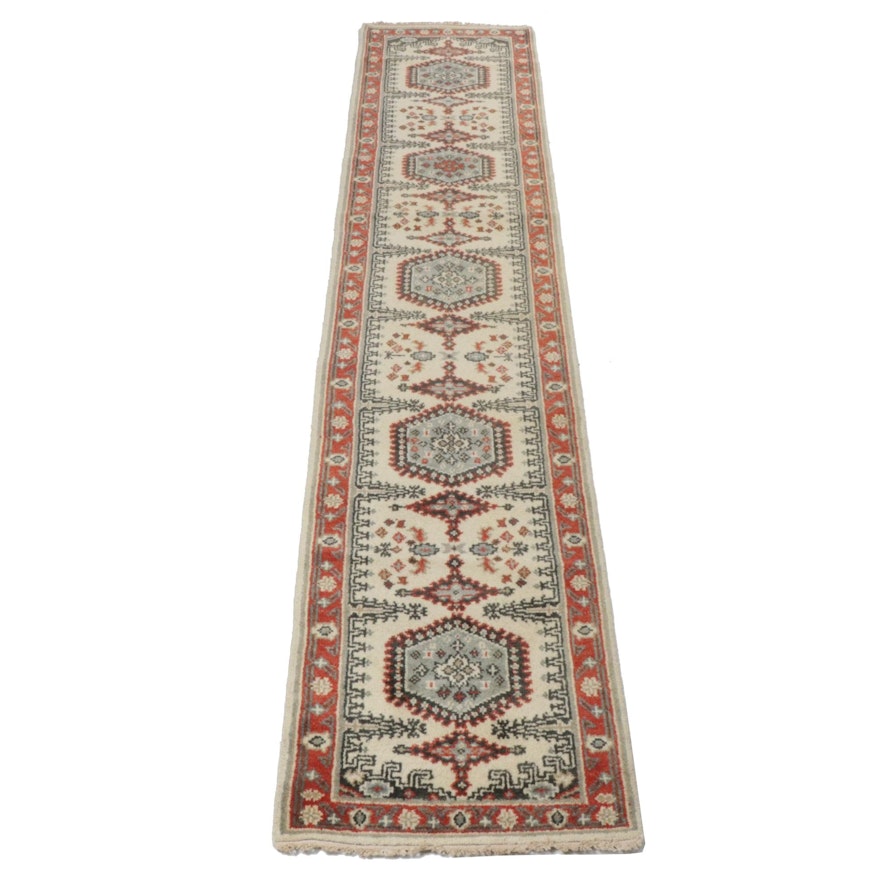 Hand-Knotted Indo-Caucasian Kazak Rug Runner