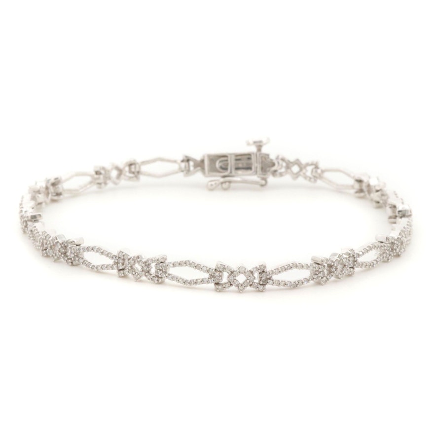 14K White Gold 1.70 CTW Diamond Bracelet