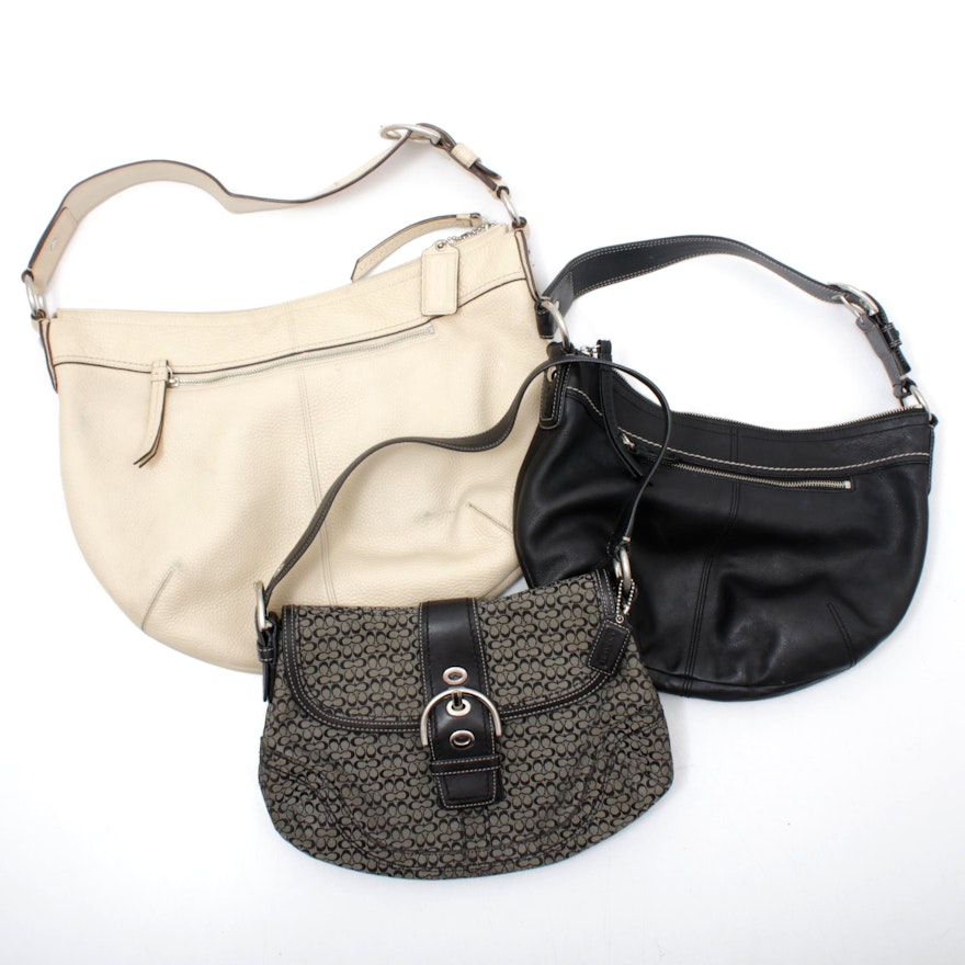 Coach Soho Mini Signature Jacquard Flap and Coach Pleated Leather Hobo Handbags