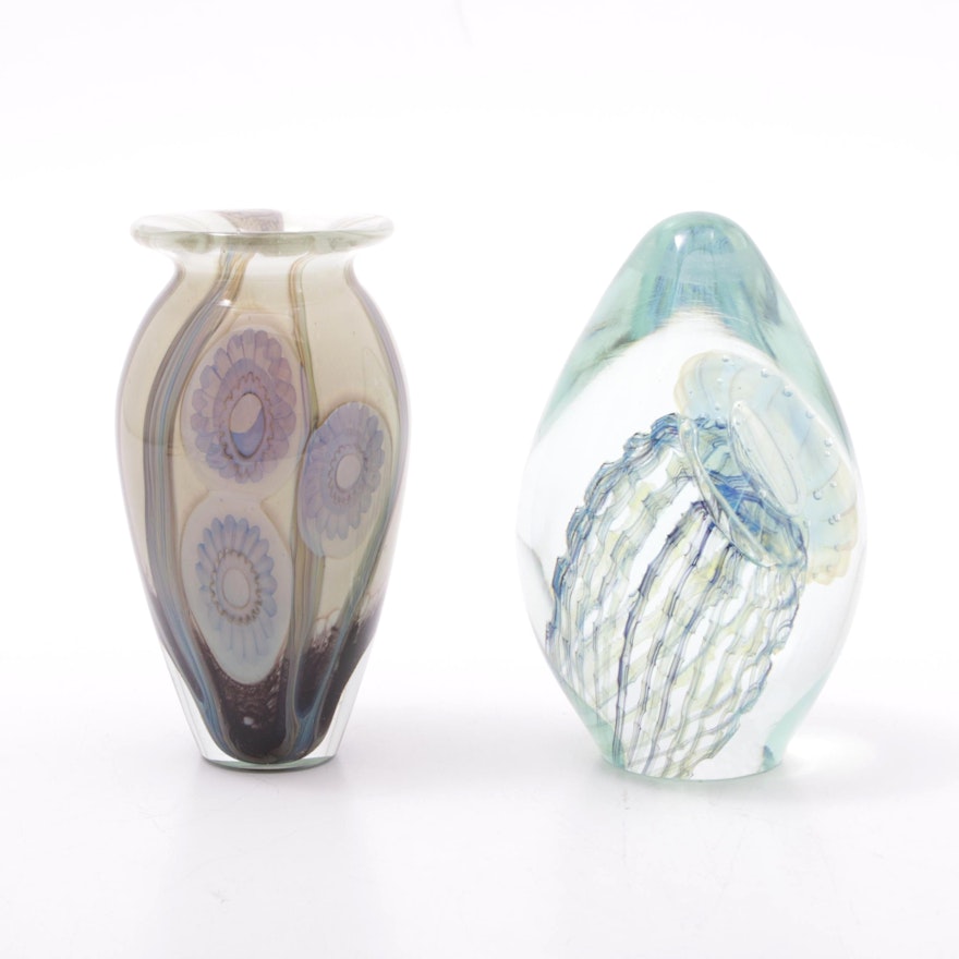 Robert Eickholt "Sea Flower" & "Jellyfish" Signed Blown Glass