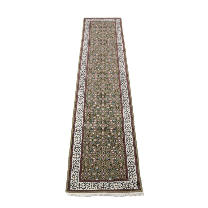 Hand-Knotted Indo-Turkish Oushak Carpet Runner