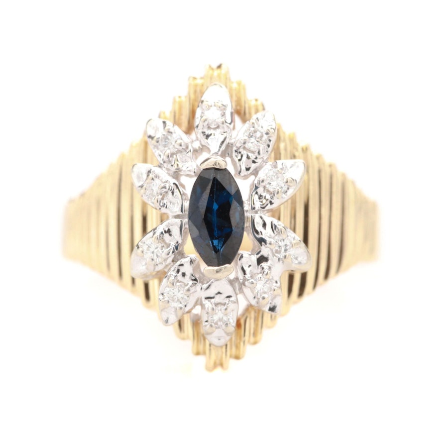 14K Yellow Gold Sapphire Ring