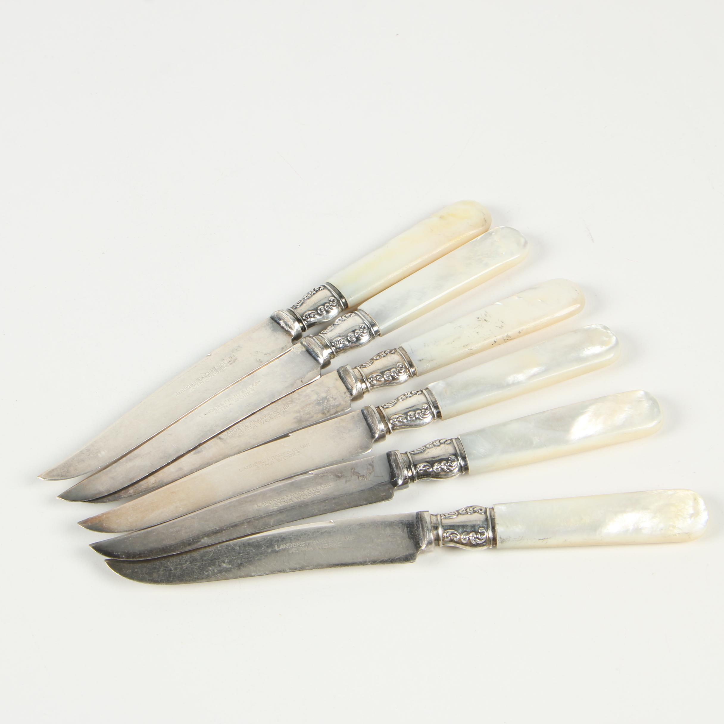 Landers, Frary & Clark Mother of Pearl Handle Knives and Butter Spreaders