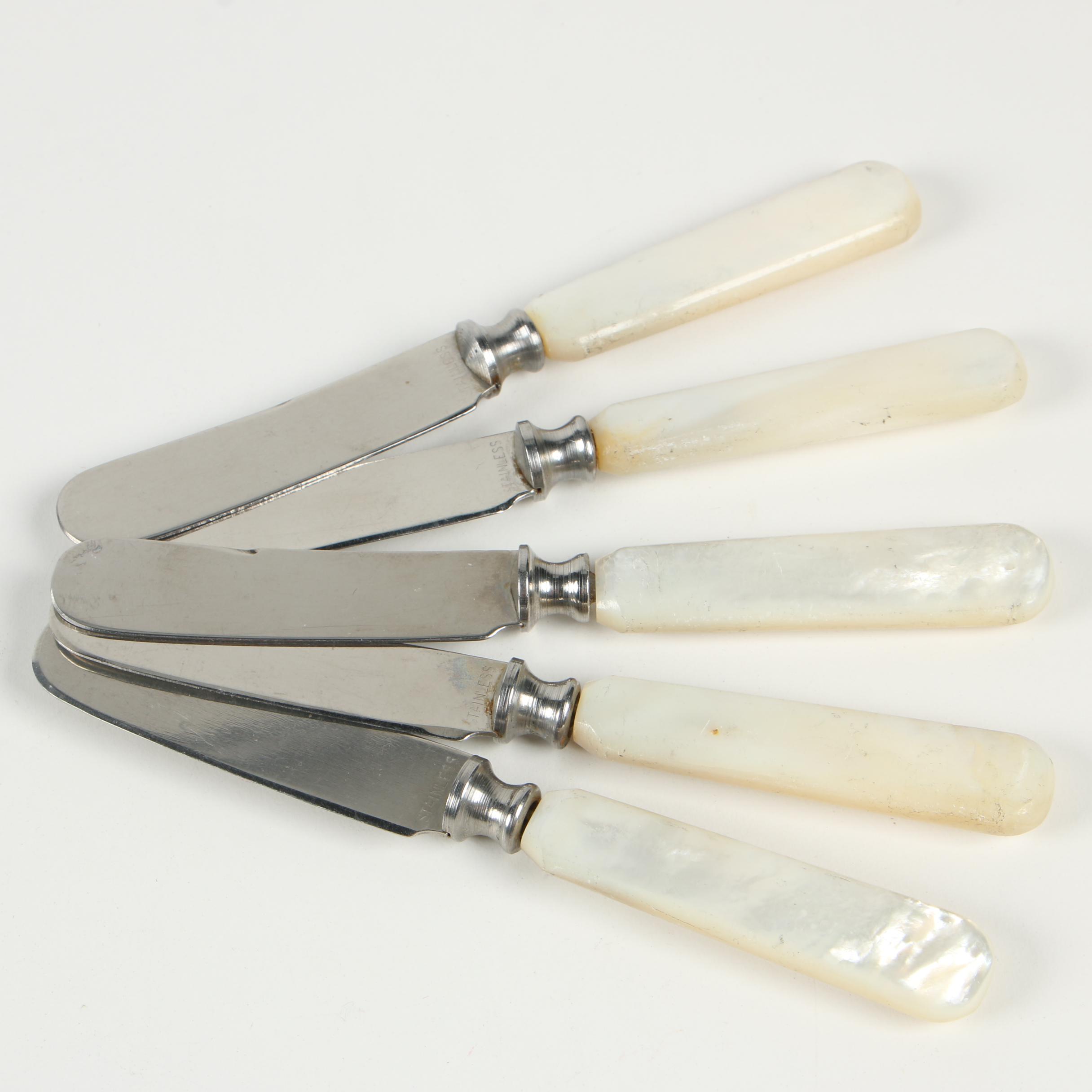 Landers, Frary & Clark Mother of Pearl Handle Knives and Butter Spreaders