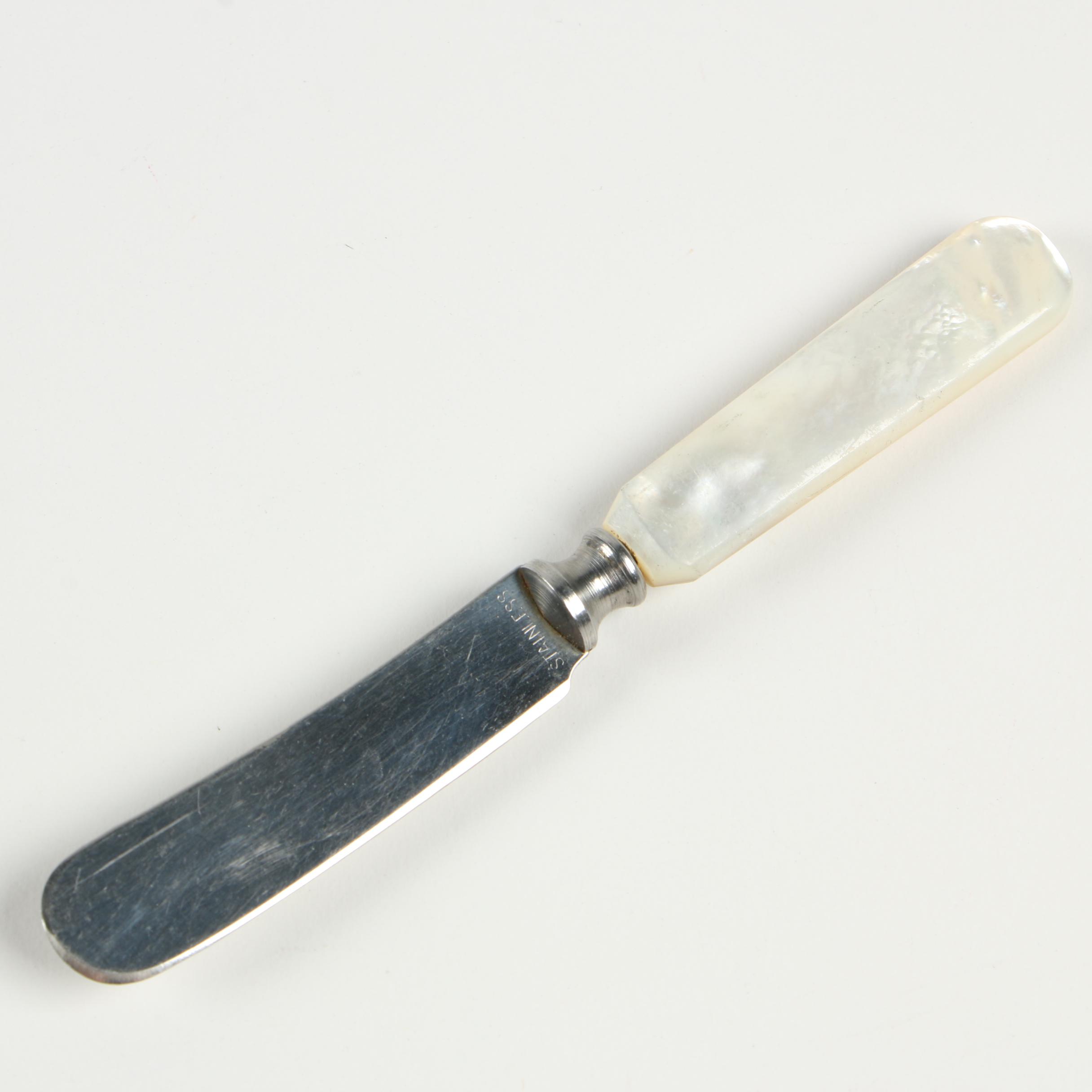 Landers, Frary & Clark Mother of Pearl Handle Knives and Butter Spreaders