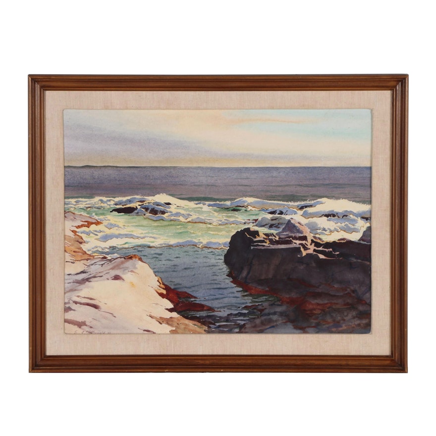 Edmond J. Fitzgerald Seascape Watercolor Painting