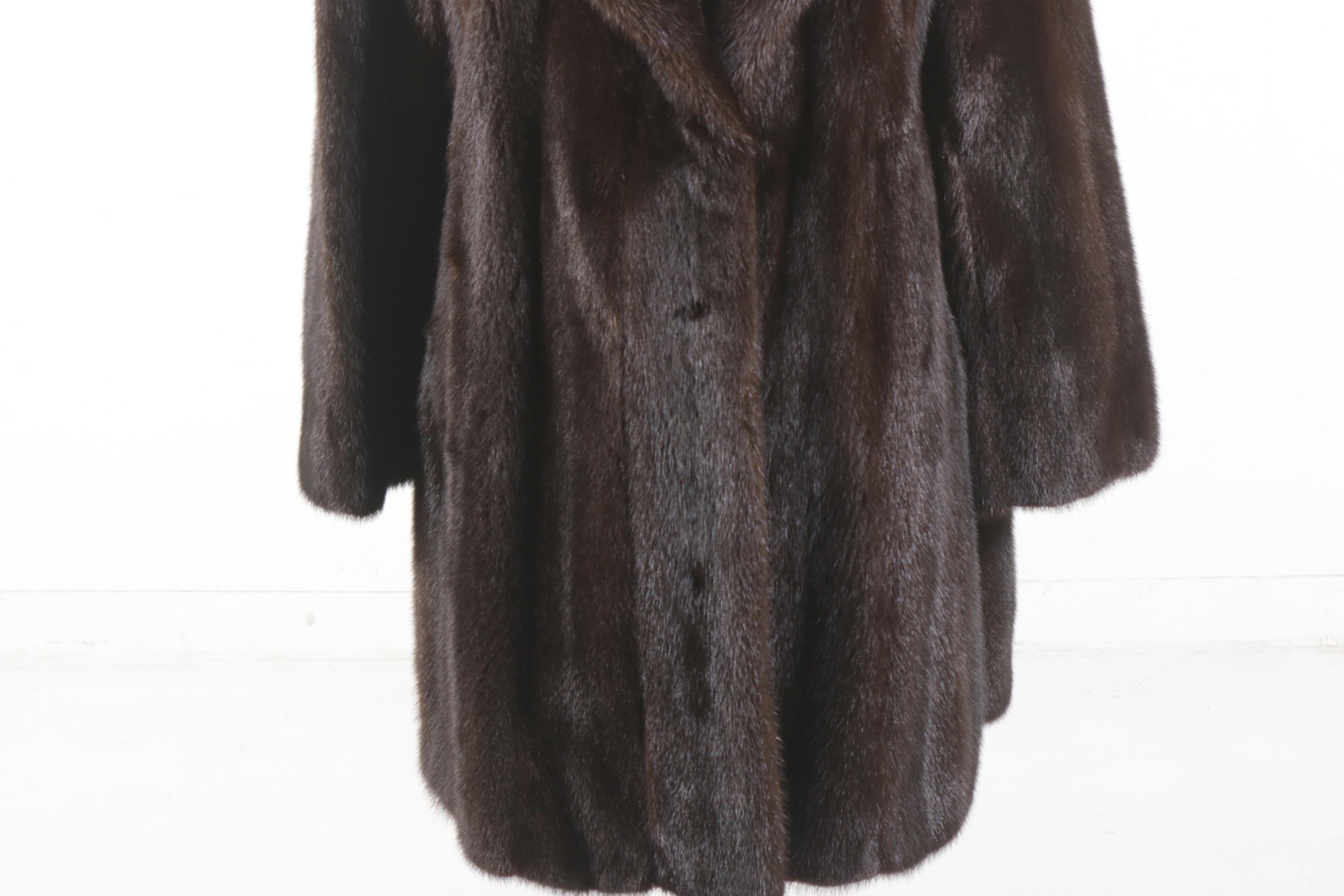 I. Magnin Mahogany Mink Fur Stroller Coat, Vintage