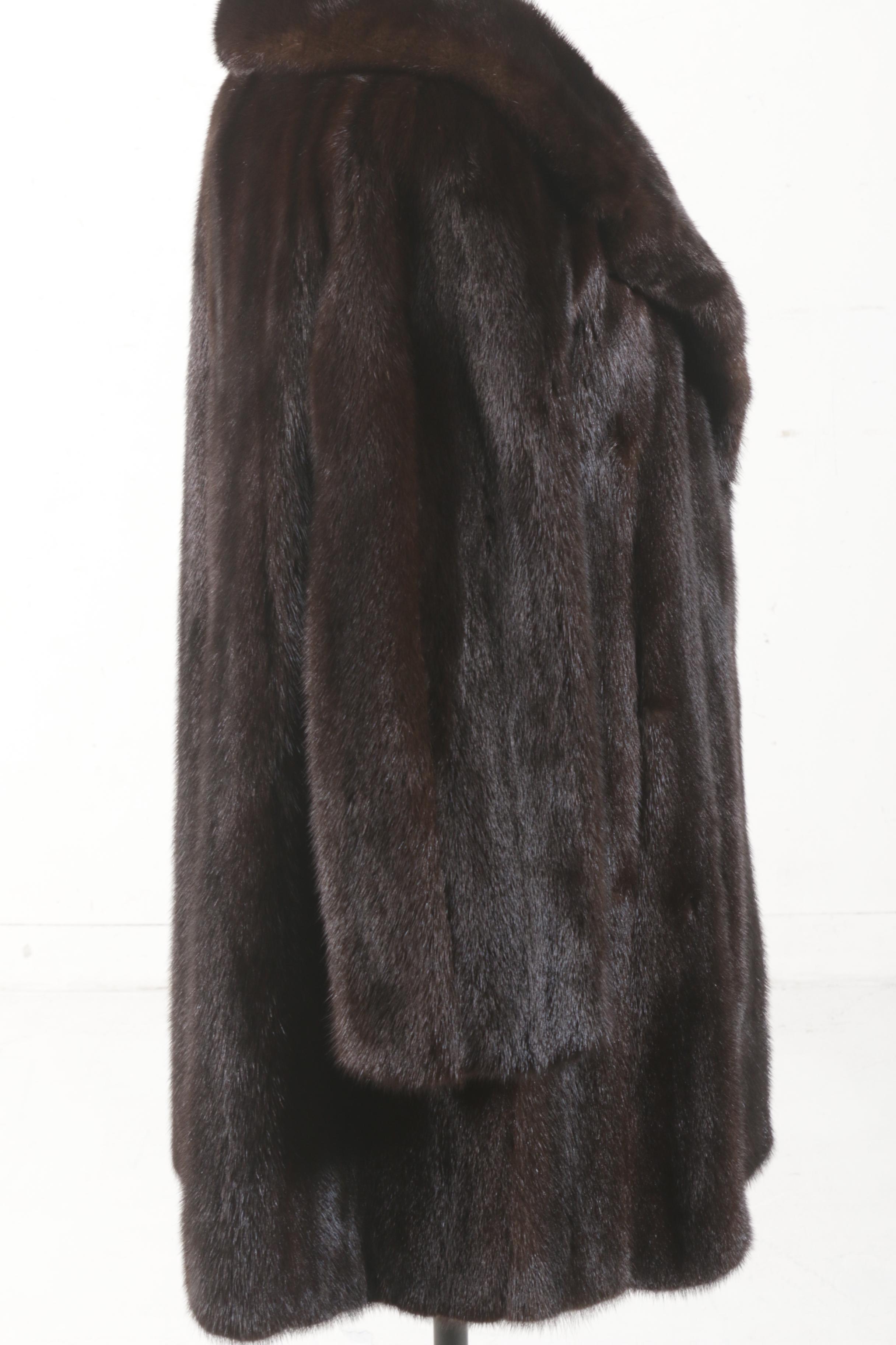 I. Magnin Mahogany Mink Fur Stroller Coat, Vintage