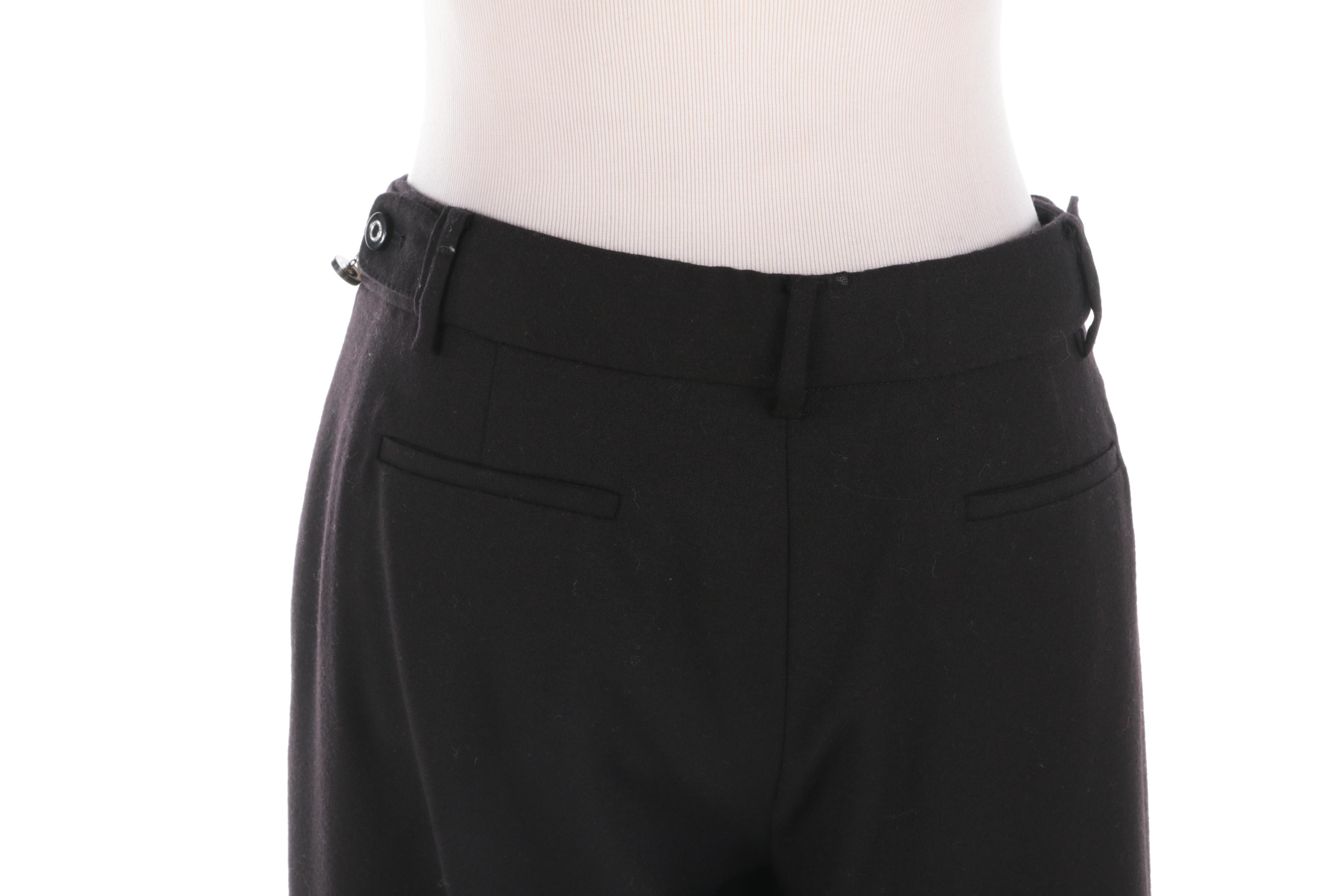 Tory Burch Black Short Sleeve Zip-Front Sweater and Wool Trousers