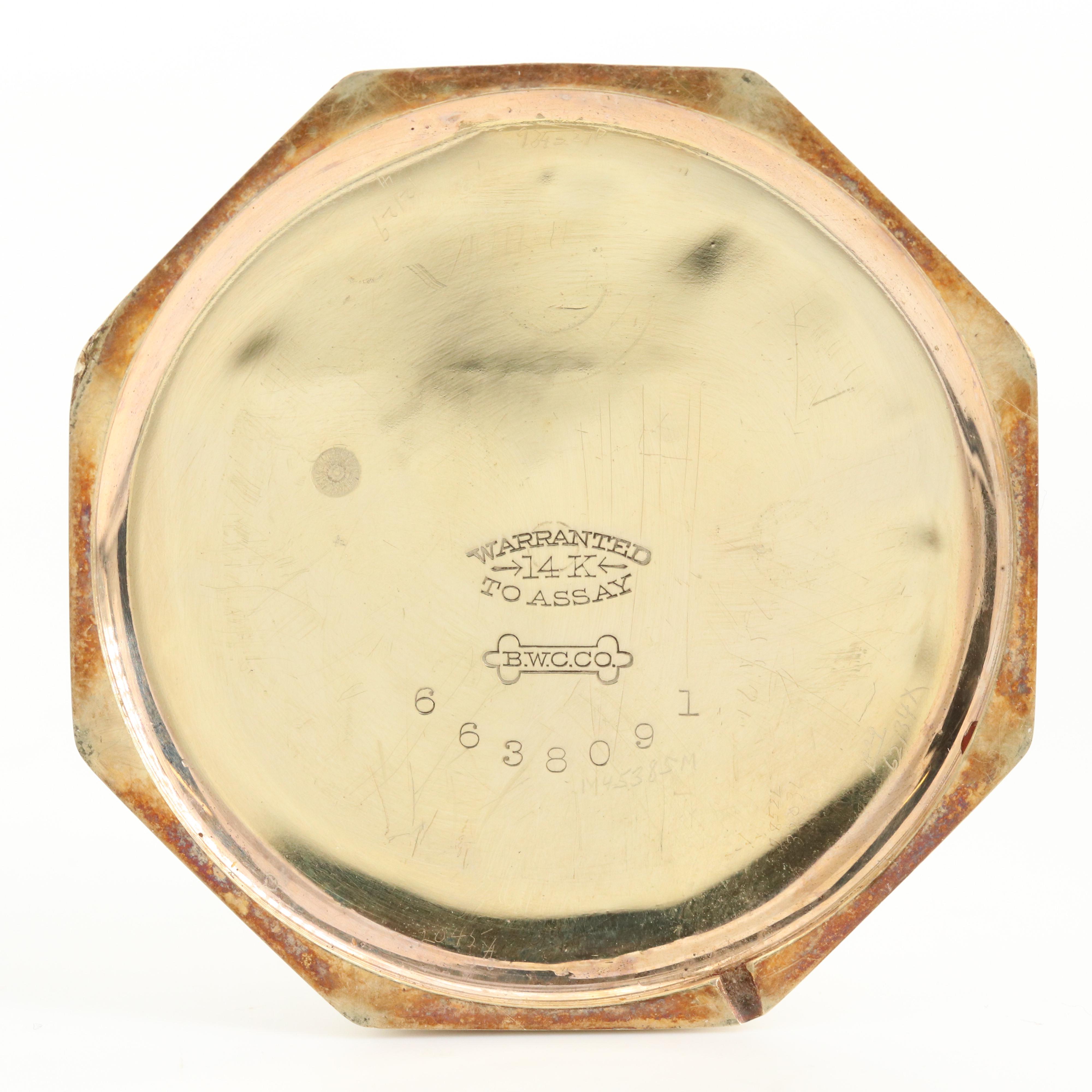 Vintage Elgin 14K Gold Octagonal Pocket Watch, 1920