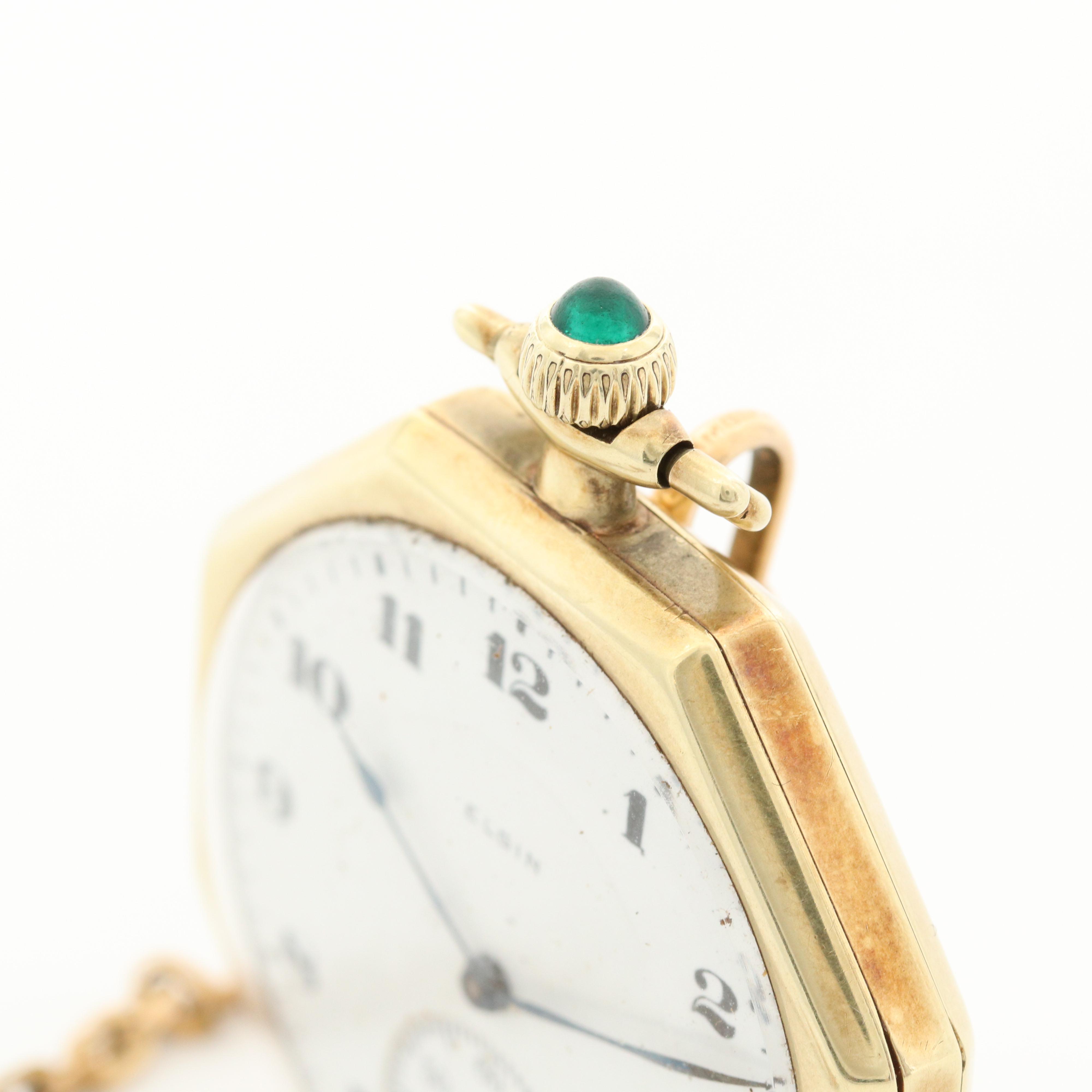 Vintage Elgin 14K Gold Octagonal Pocket Watch, 1920