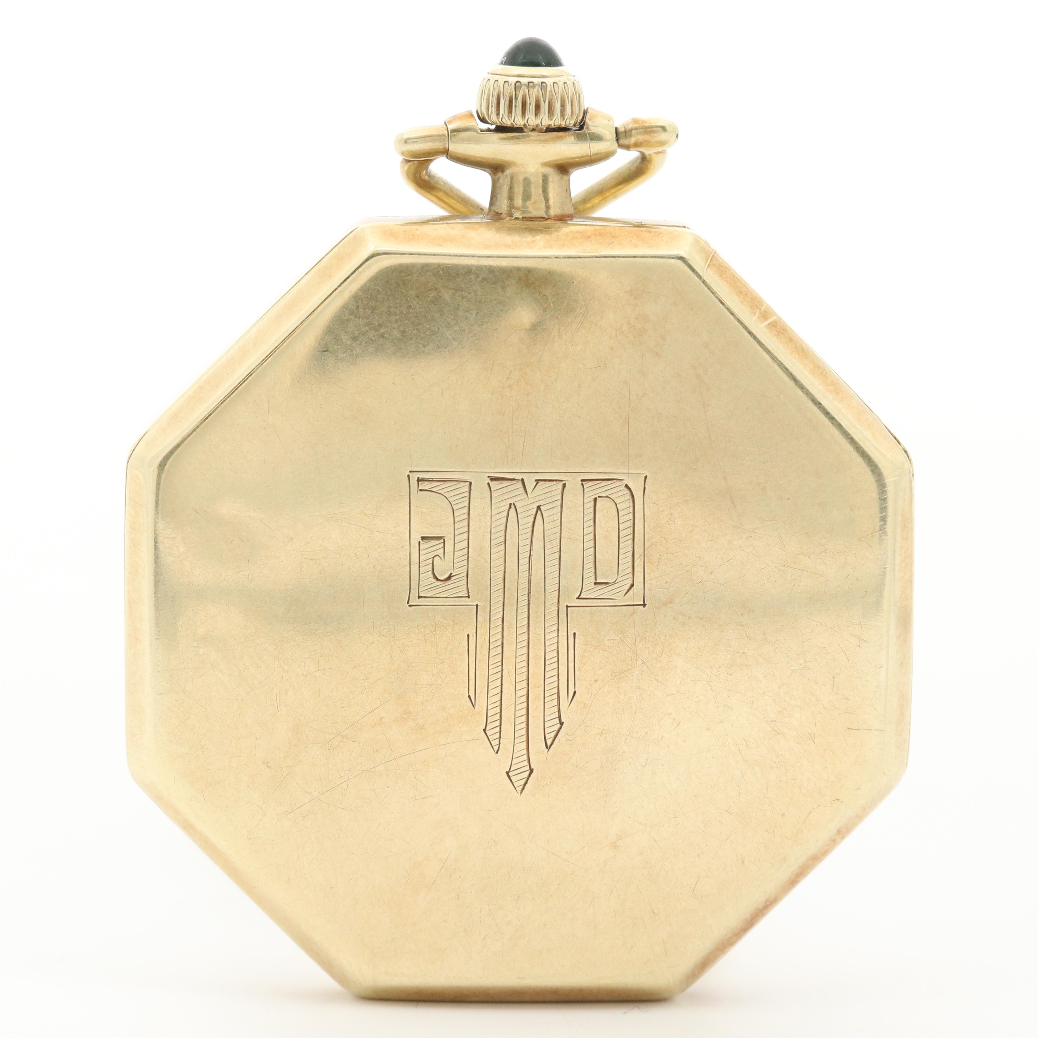 Vintage Elgin 14K Gold Octagonal Pocket Watch, 1920