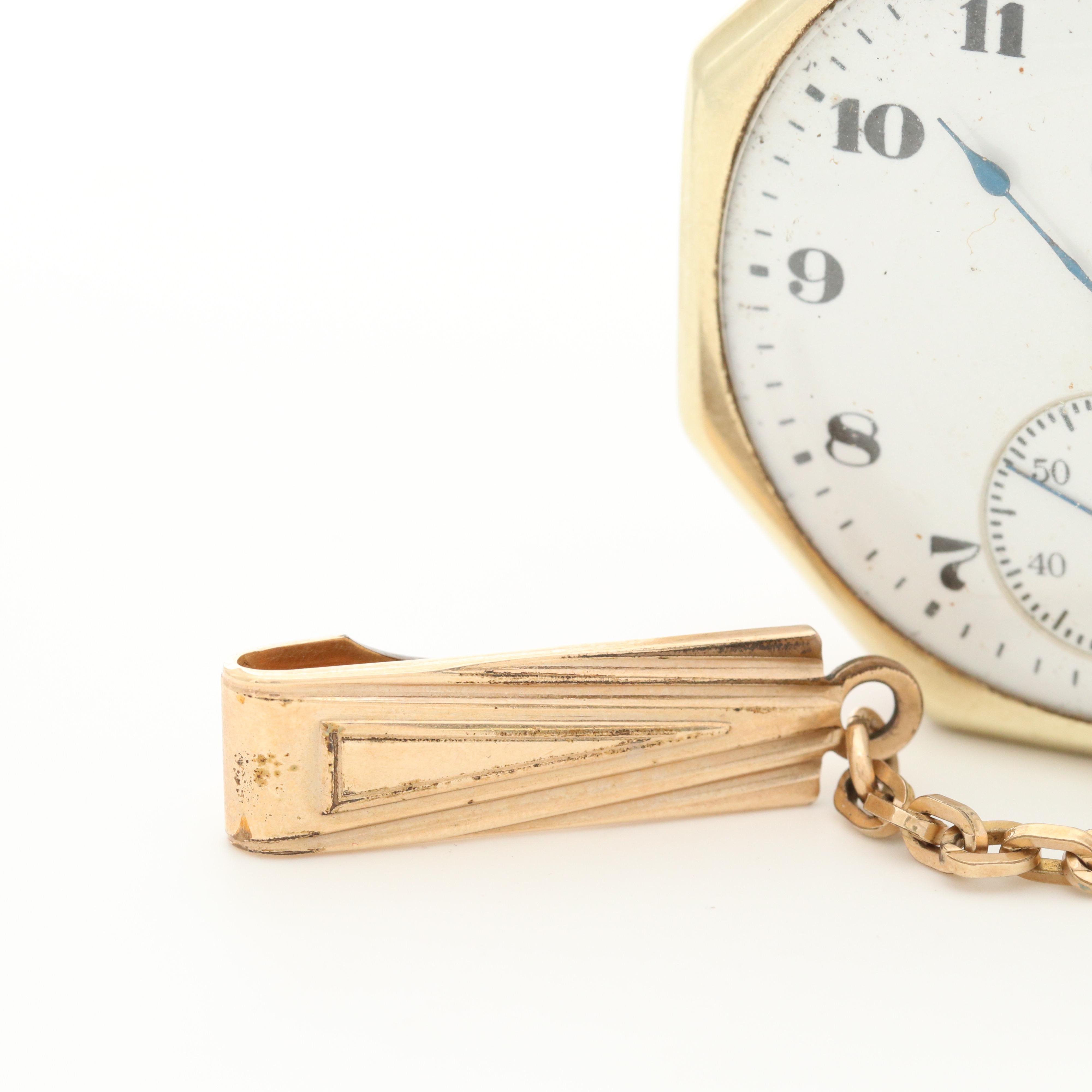 Vintage Elgin 14K Gold Octagonal Pocket Watch, 1920